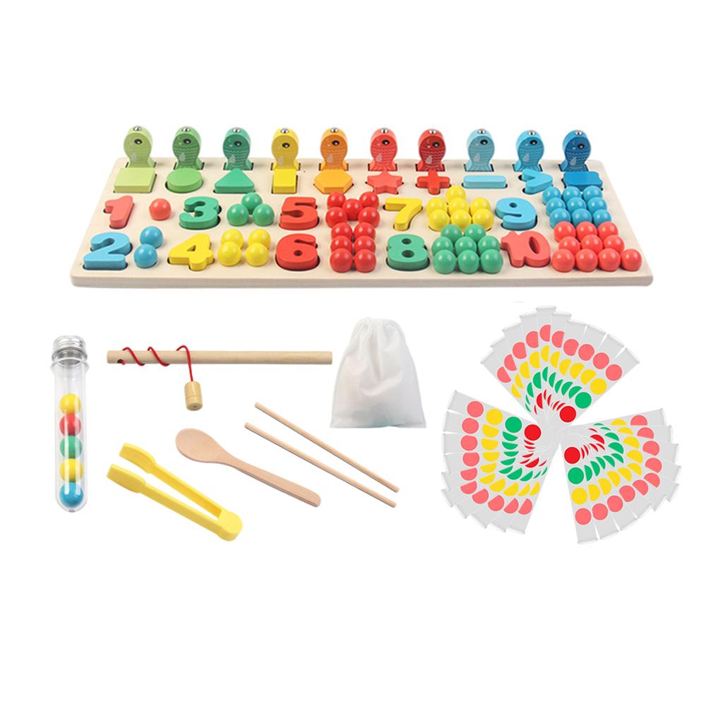 Montessori Educational Wooden Toys For Kids Board Math Fishing Count Numbers Matching Match Early Education Toy
