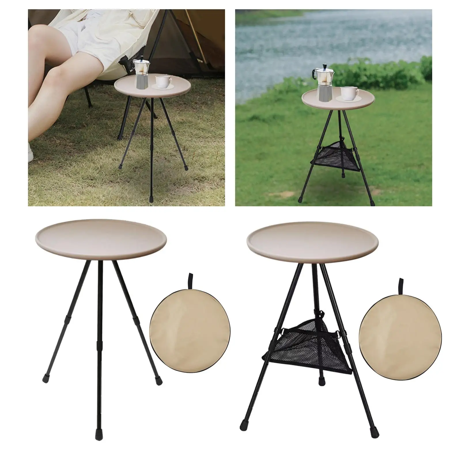 Outdoor Folding Round Table Portable Tea Coffee Camping Table Foldable Picnic Table for Hiking Picnic Travel Garden Climbing
