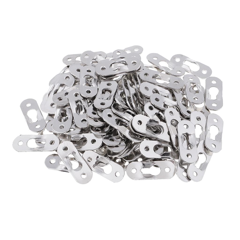 Description Picture 2 of item100 Pieces Sliver Plated Metal Keyhole Picture Hanger Fasteners Hooks Silver Furnniture Hardware 37 x 13.5 mm for Hard Walls