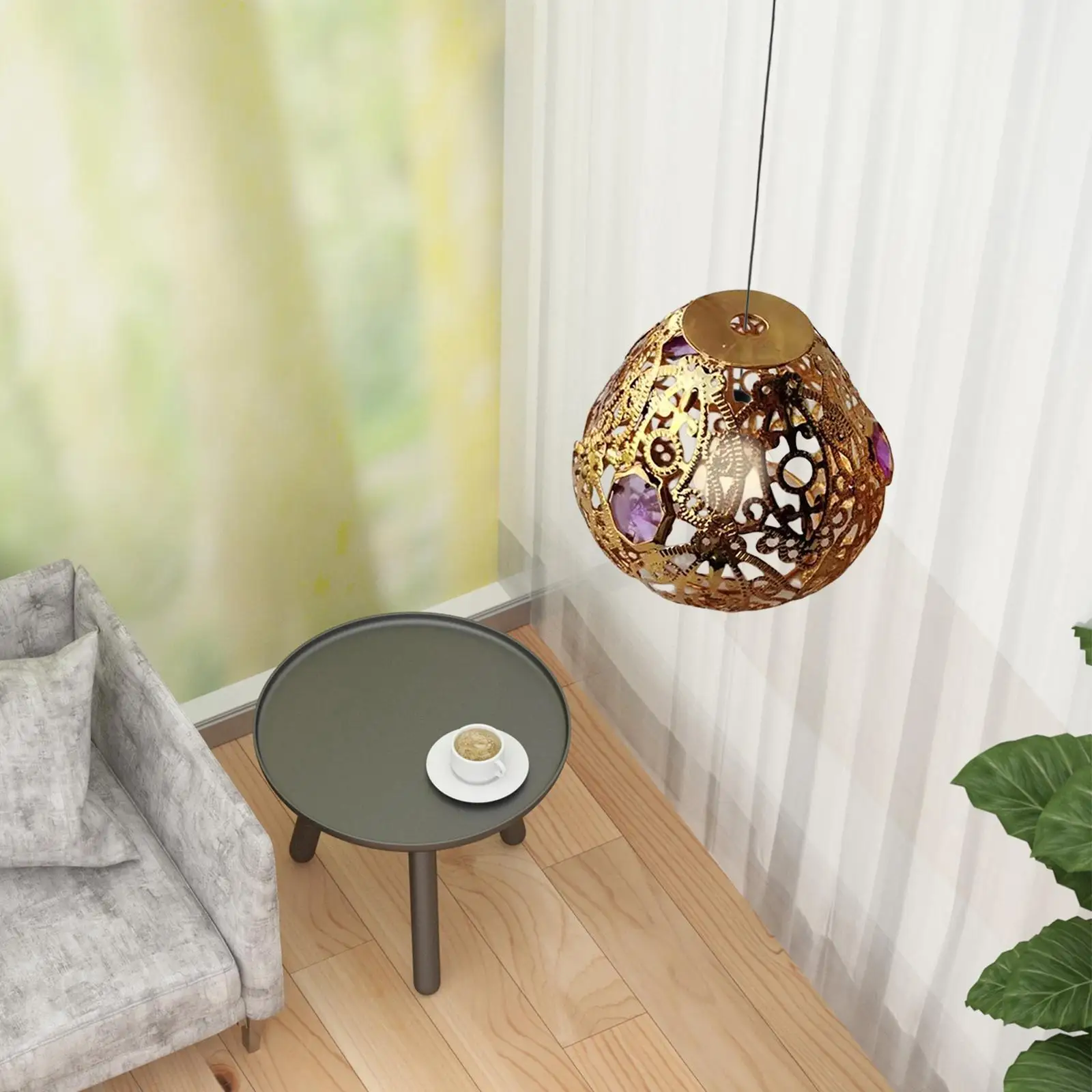 Metal Pendant Lamp Shade Hanging Lamp Guard Lamp Holders Durable Home Decor for Living Room