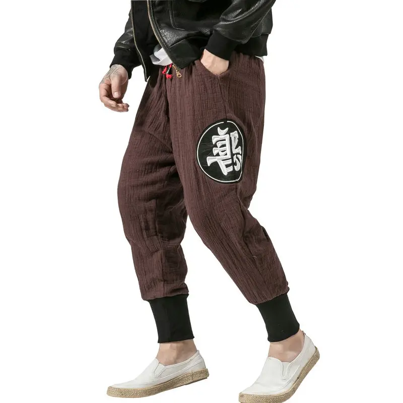 cotton track pants Newest Men Casual Sweatpants Chinese Style Fashion Harem Pants Cotton Linen Solid Jogger Mens Trousers mens jogging bottoms