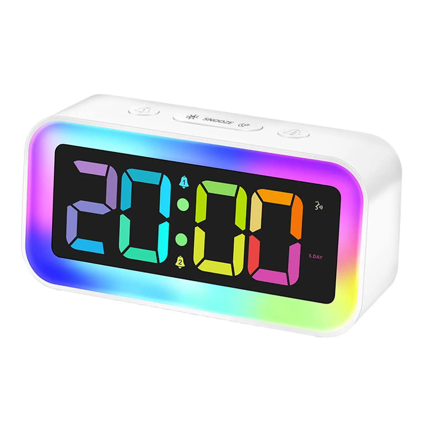 Loud Digital Alarm Clock Bedside Clock with RGB Night Light Dual Alarms Mute Dimmable Mirror Snooze Desktop Clock for Kids Teens