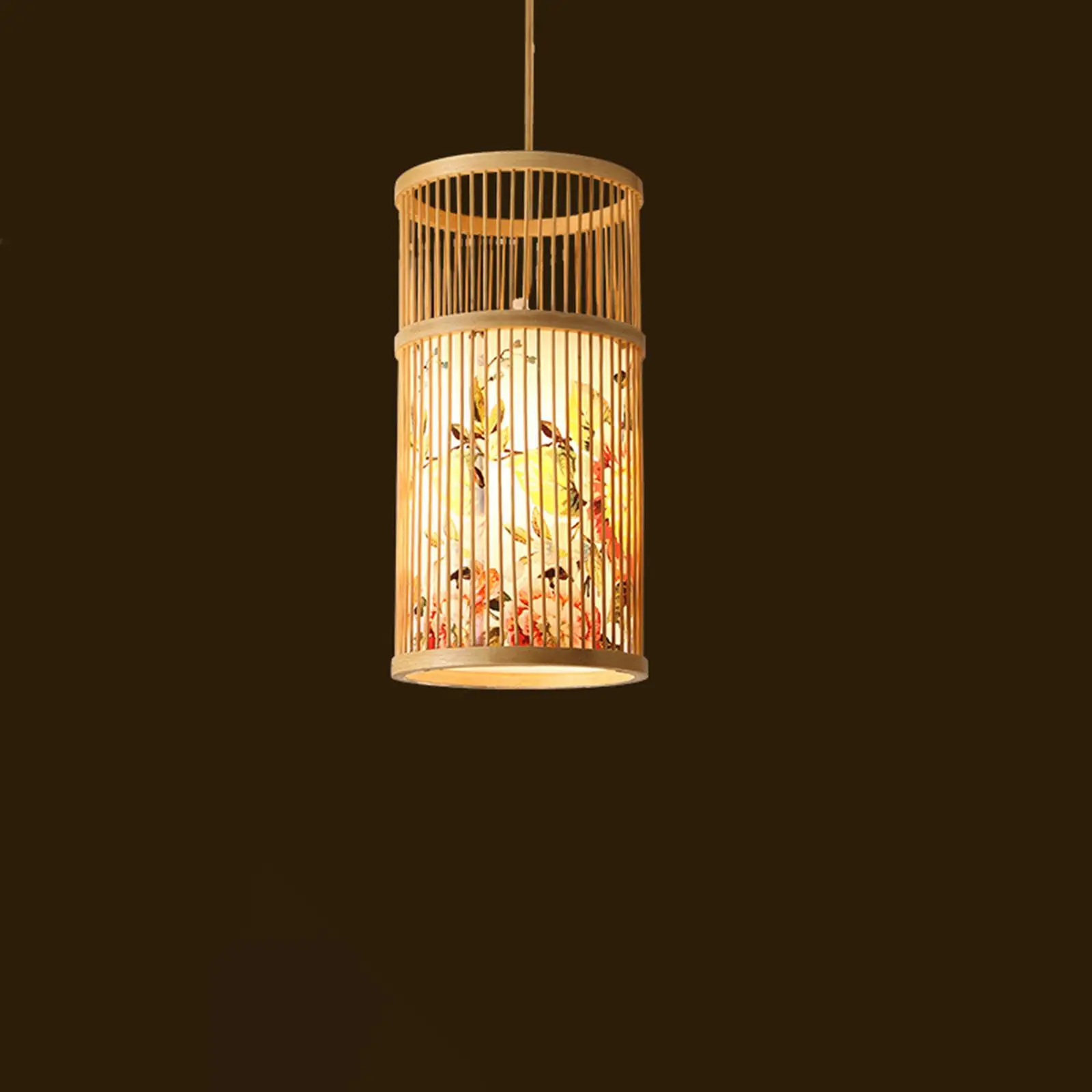 Boho Chandelier Light Fixture Bamboo Woven Lampshade Ceiling Light Cover for Livingroom Cafes Kitchens Island Hotel Teahouse
