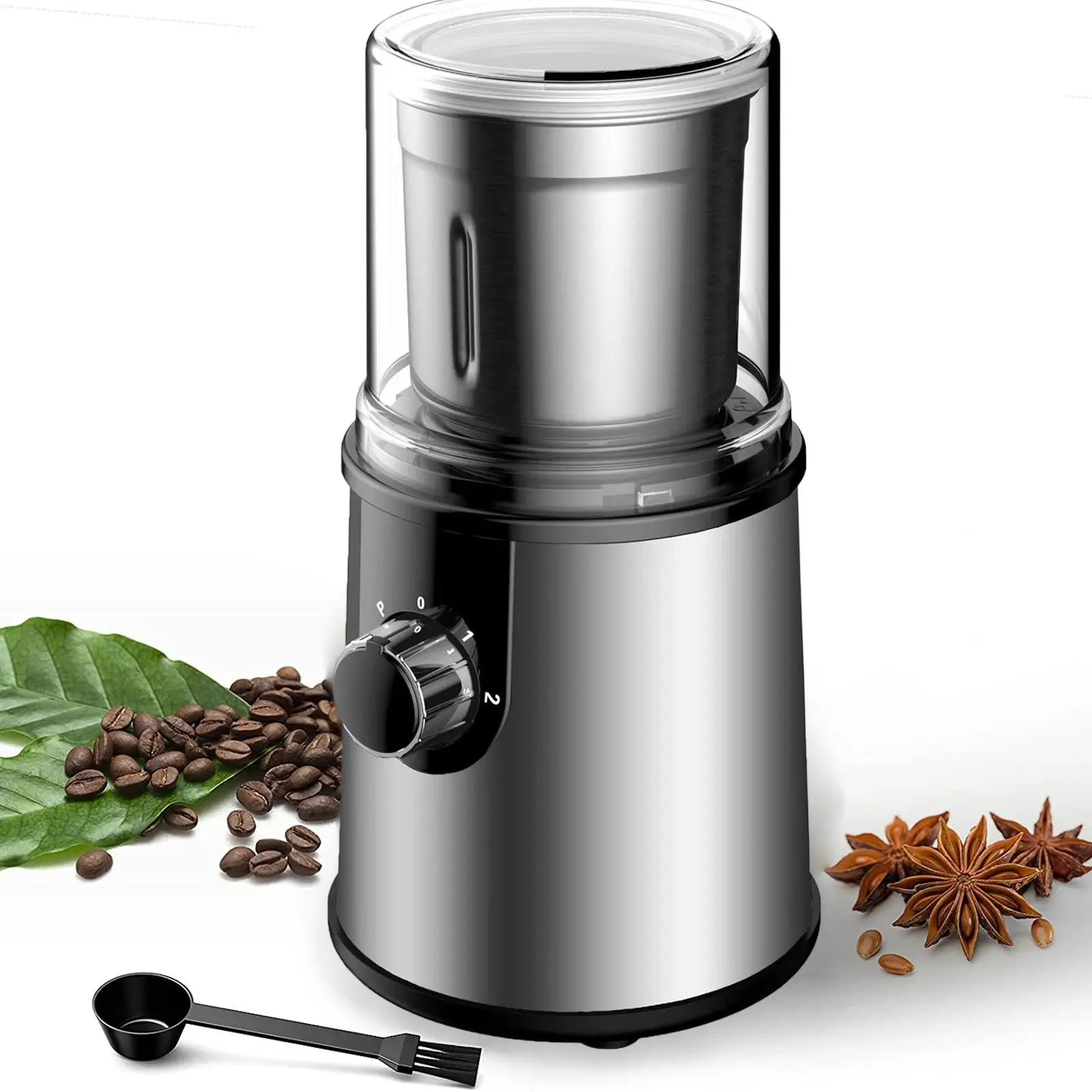 Small Coffee Grinding Machine Clear Lid Anti Slip 300W Powerful Travel for kitchen