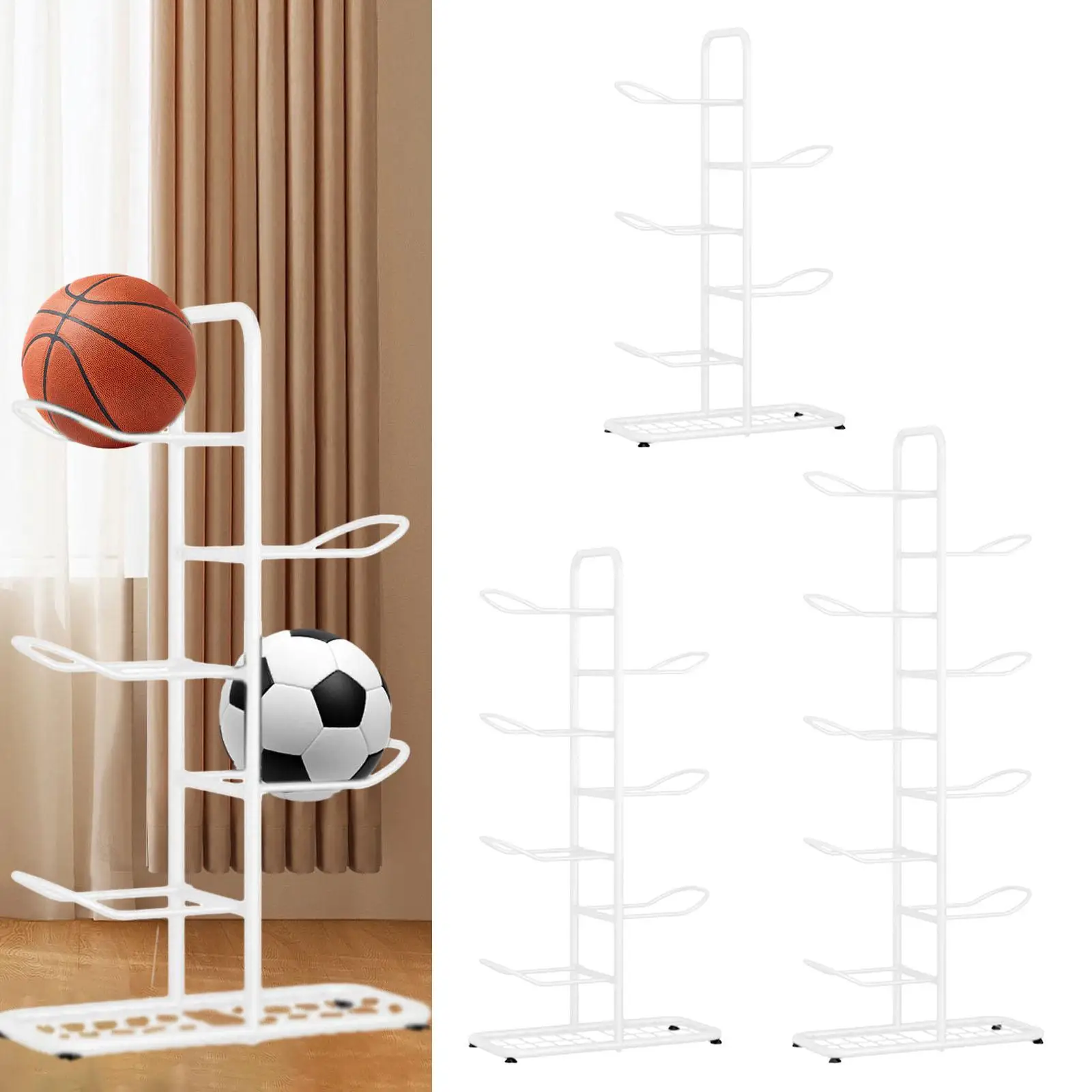 Ball Storage Holder Indoor Basketball Rack Ball Rack Sports Equipment Organizer for Soccer Baseball Volleyball Garage Bedroom