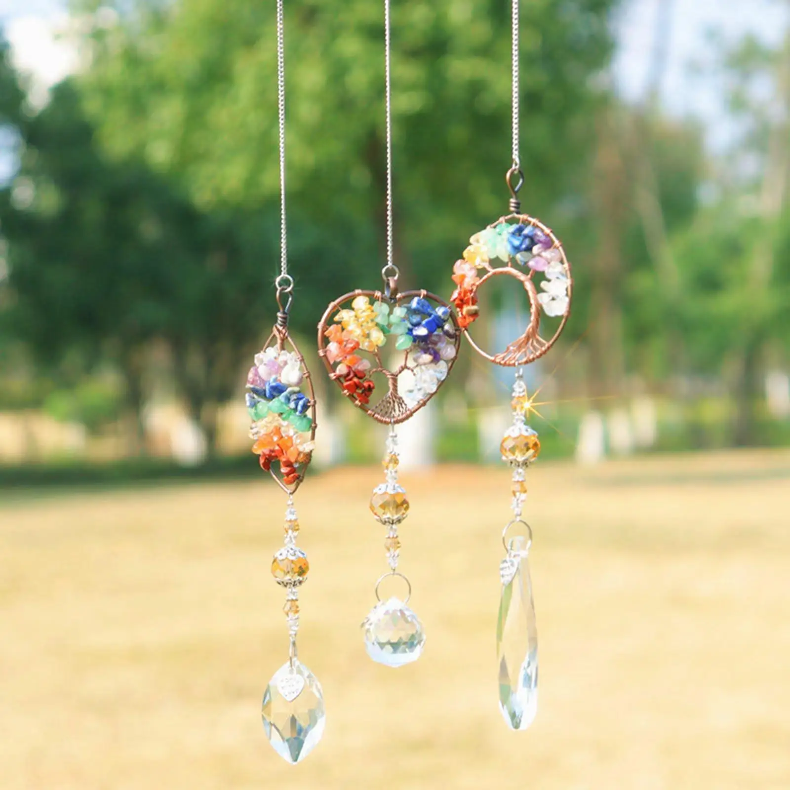 Crystals Hanging Ornament Prisms Wind Chime for Window Indoor Outdoor Decor