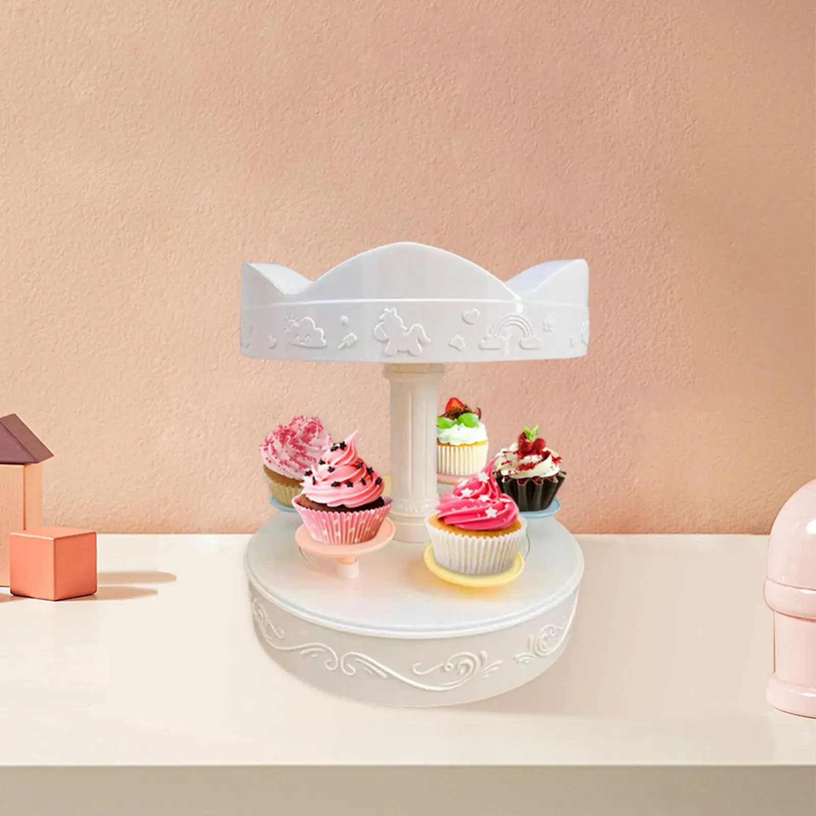 Rotating Carousel Cupcake Holder Stand Rotary Sushi Machine for Event Festival Banquet