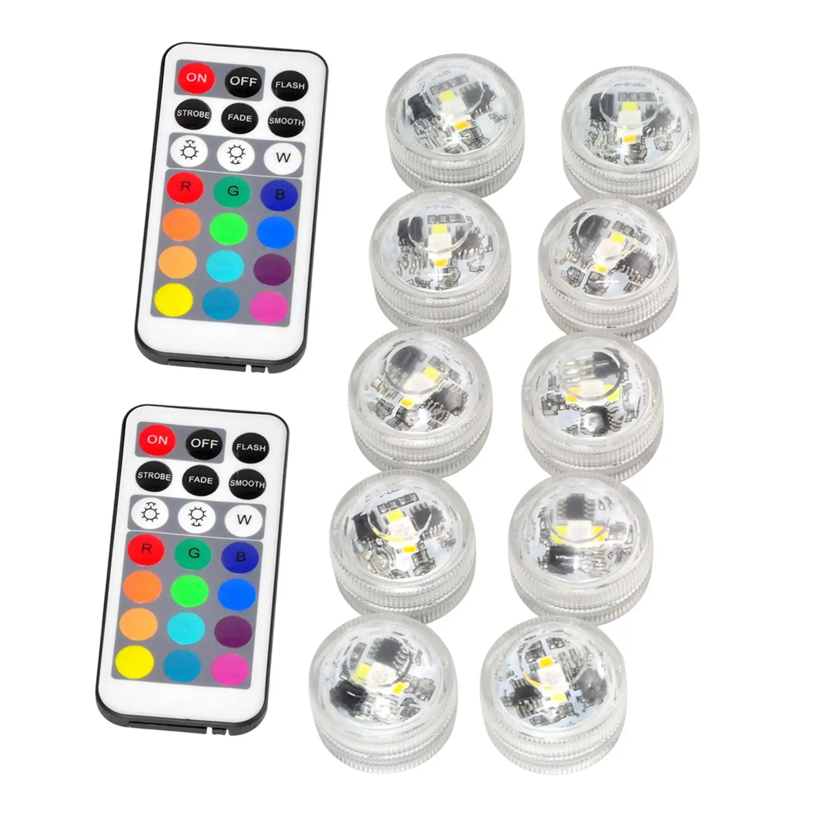 10x LED Lights Submersible Remote Control RGB Lamp Fountains Hot Tub