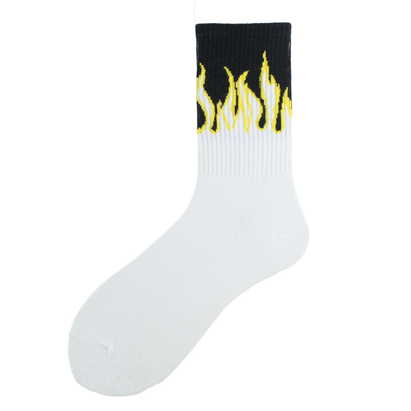 1 Paar Damenmode Hip Hop Hit Color On Fire Crew Socken Red Flame Blaze Power Torch Hot Warmth Street Skateboard Socken – Detail 14