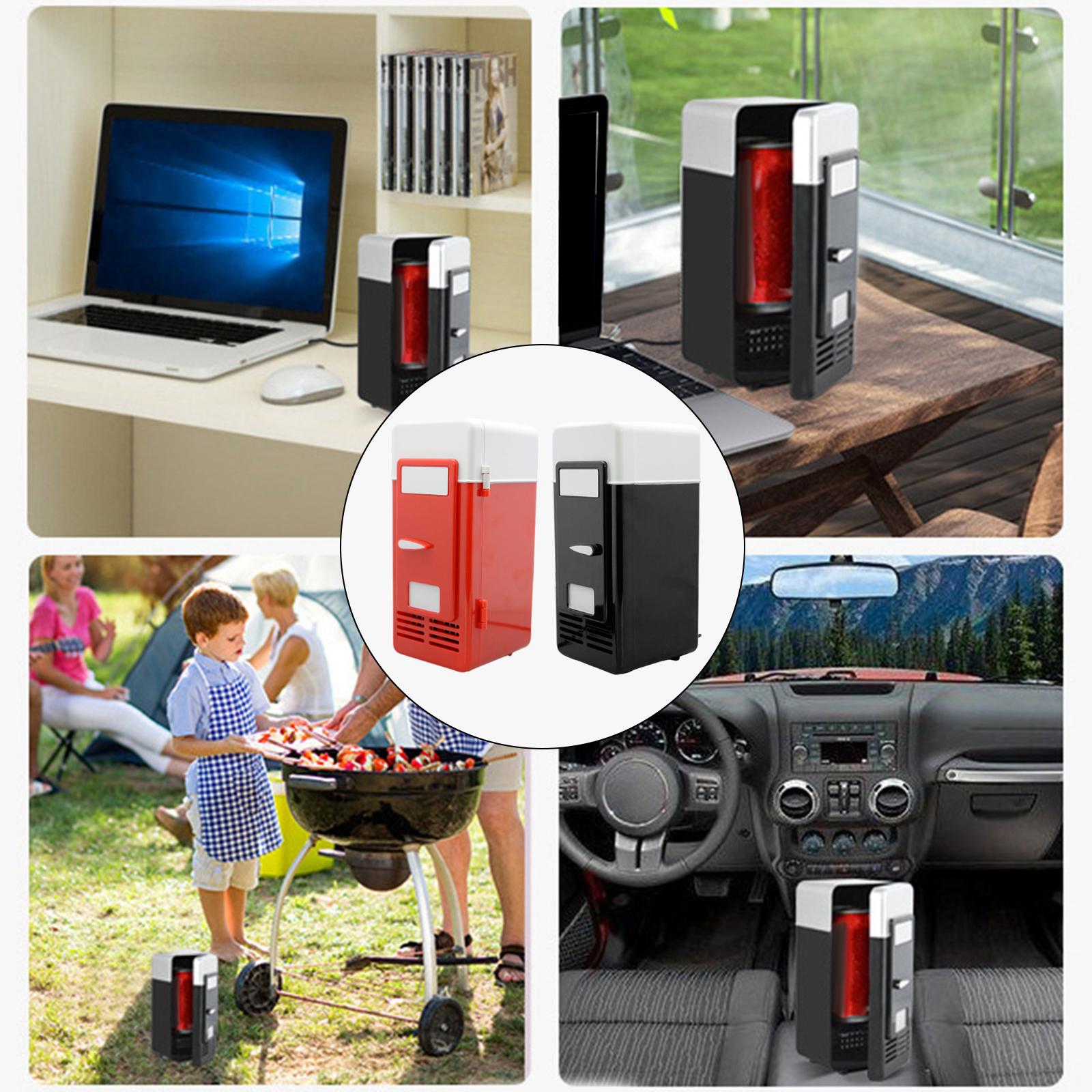USB Mini Car Refrigerator Compact Fridge Bar Cooler Portable Warmer Heater Accessories for 1 Can Dorm Desktop Beverage Can Home