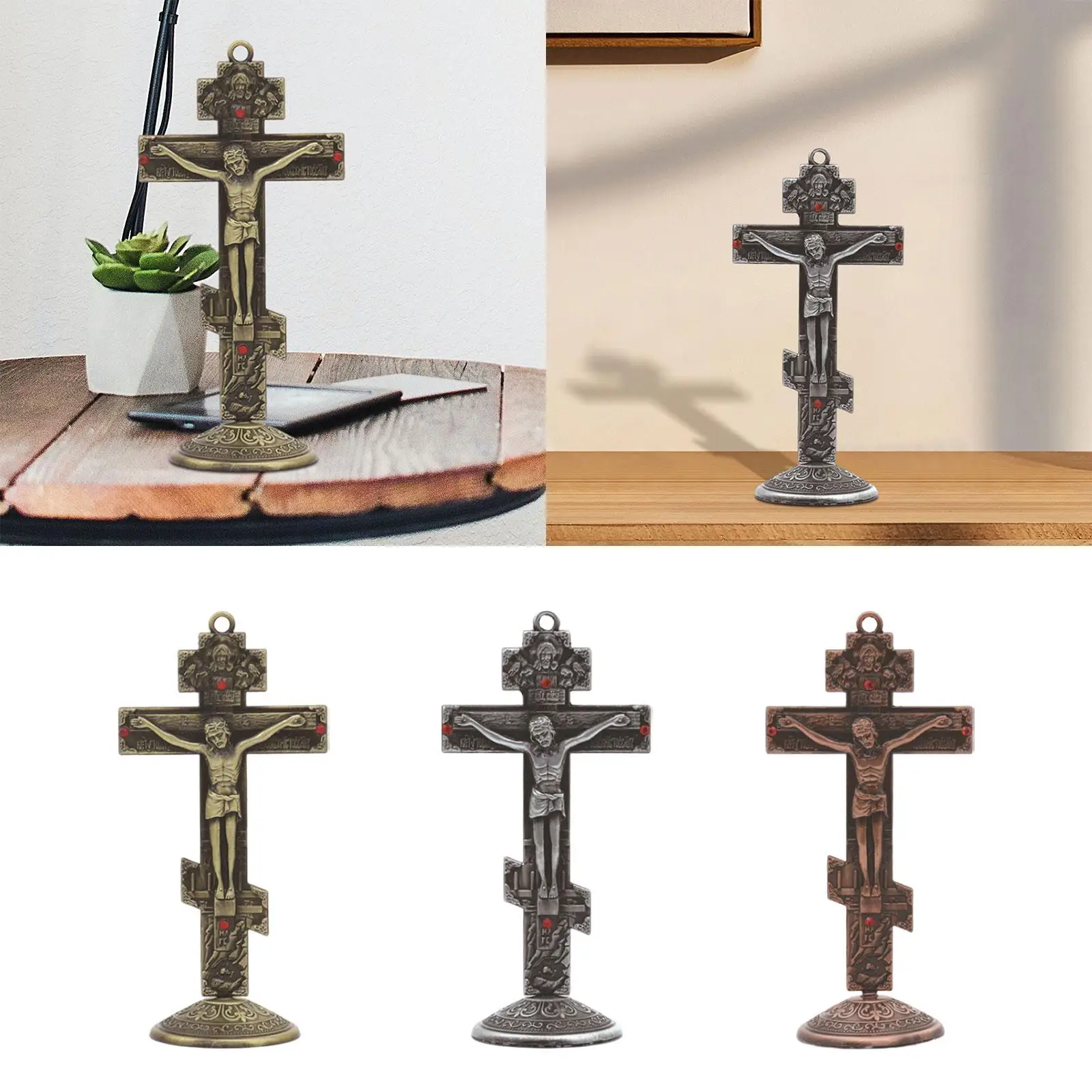 Religious Crucifix Decor Sculpture Wall Crucifix Cross Catholic Gifts Crucifix Table Cross for Home Office Tabletop Decor