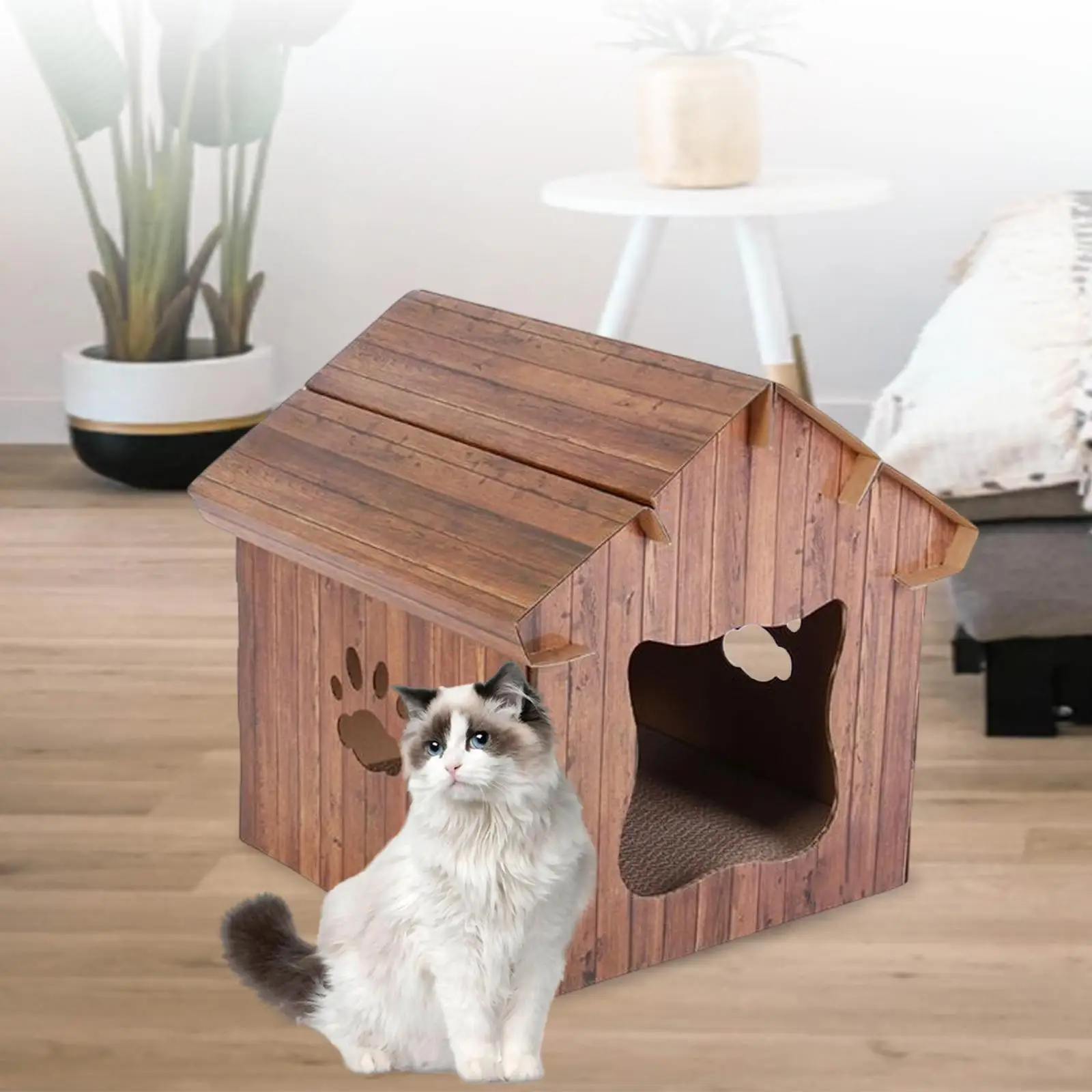 Cat House Scratcher Bed Corrugated Scratching Pad Board Hut Pet Cushion Cave Soft for Indoor Cats Small Animals Pets Supplies