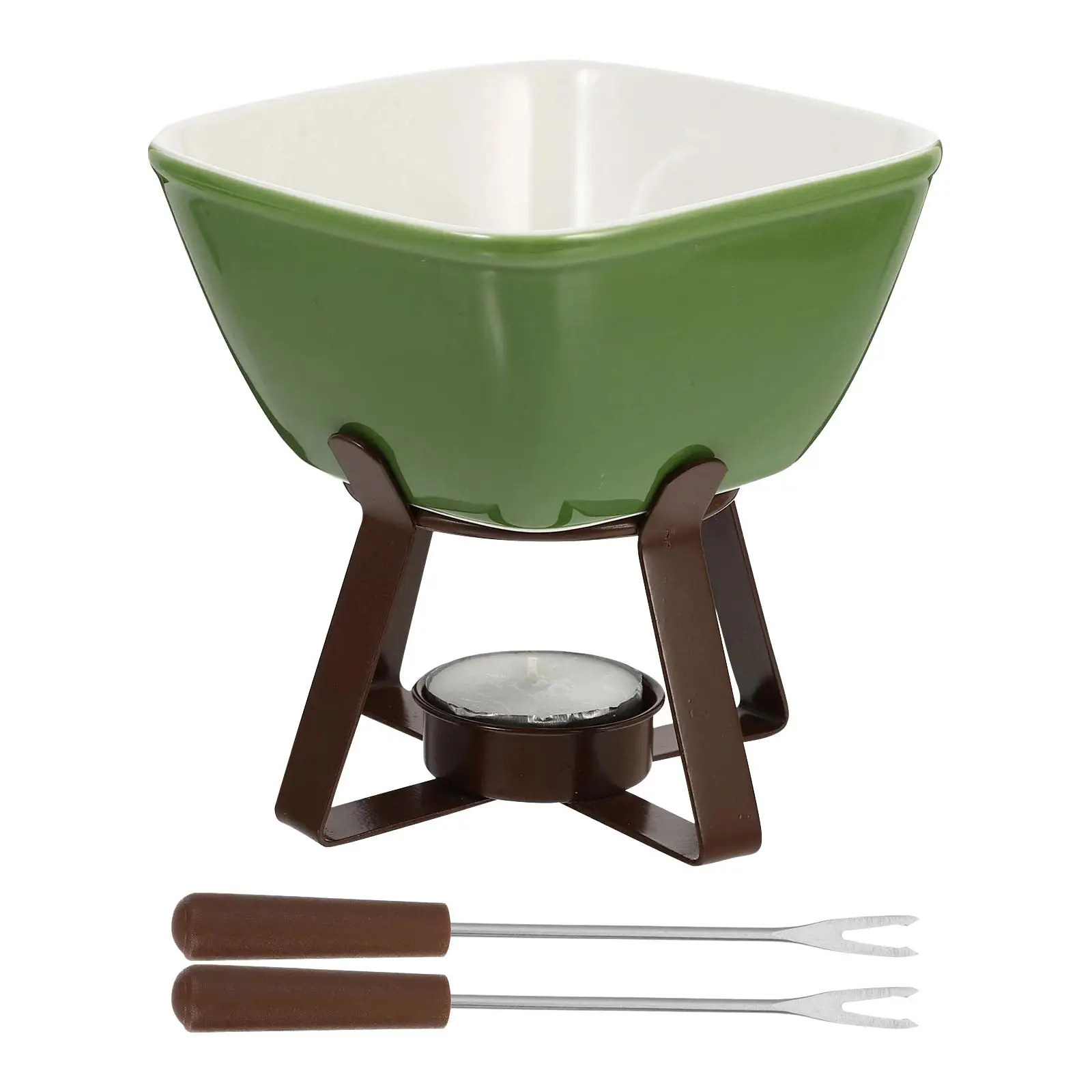Fondue Mugs with Forks Chocolate Melt Warmer Personal Chocolate Melting Cups Butter Warmer Pot for Home Outdoor Camping Kitchen