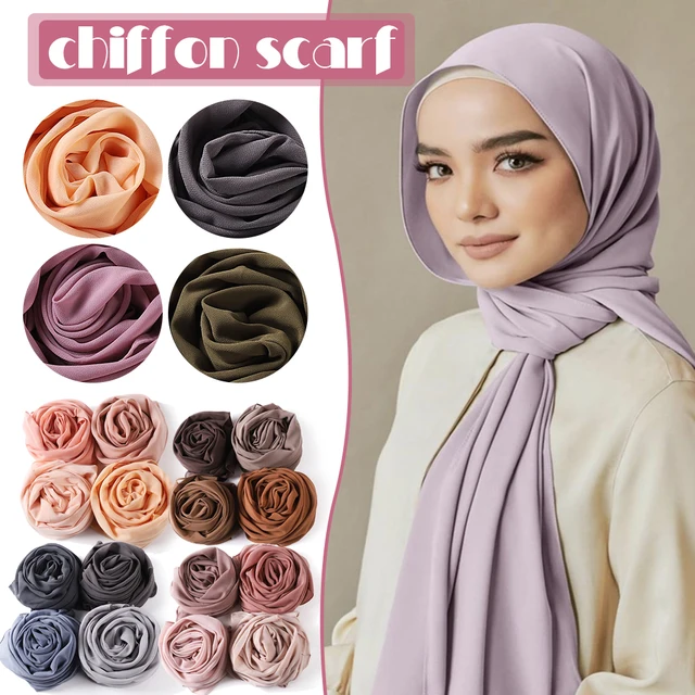 EUBUY Women Soft Chiffon Hijab Scarf, Solid Color Easy Wear Hijabs for  Women One Piece Long Scarf Wrap Scarf Shawl