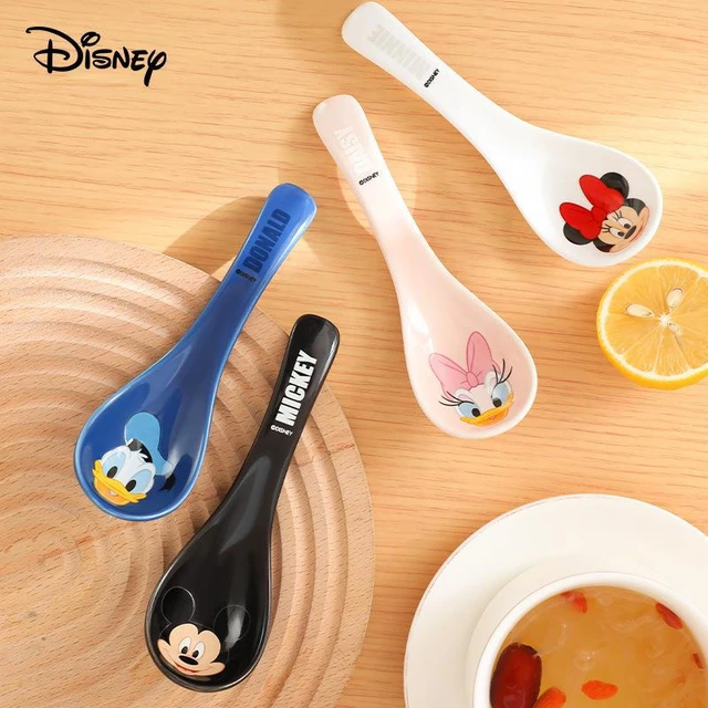 Disney Mickey Mouse Cartoon Soup Spoon Ceramics Food Short Handle Spoon  Cooking Kitchen Cooking Stirrer Spoon Kitchen Supplies