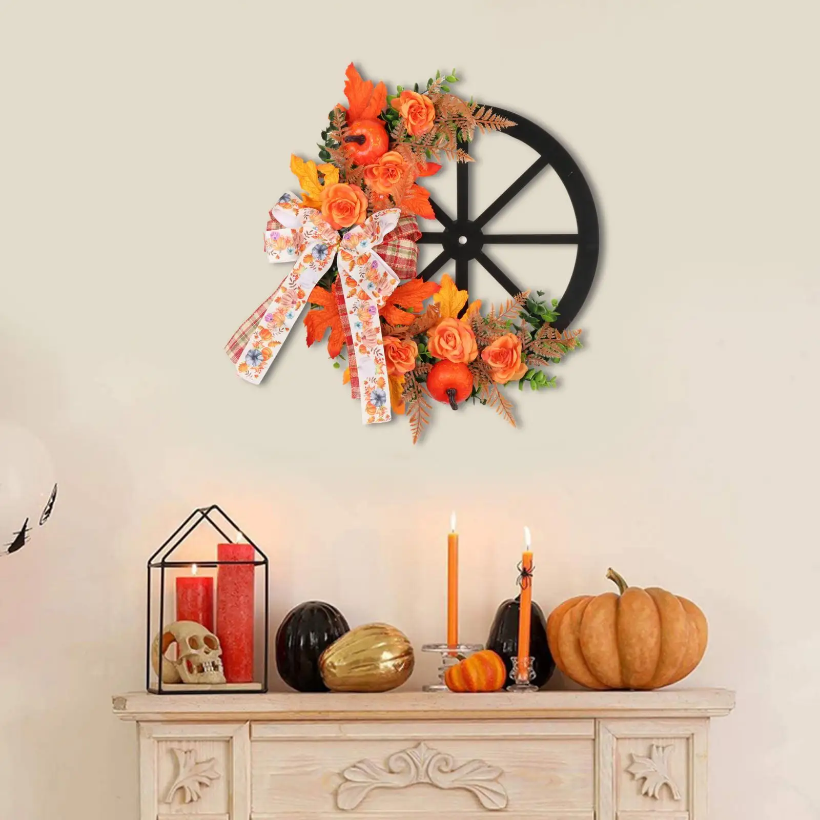 Artificial Wreaths Artificial Pumpkins Autumn Wreath Hanging Garland for Living Room Thanksgiving Bedroom Wedding Stairs