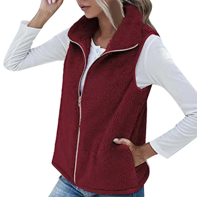 Plus Size Autumn Women Polar Fleece Fabric Vest Large Sleeveless Jacket  Fashion Zipper Women's Leisure gilet - AliExpress