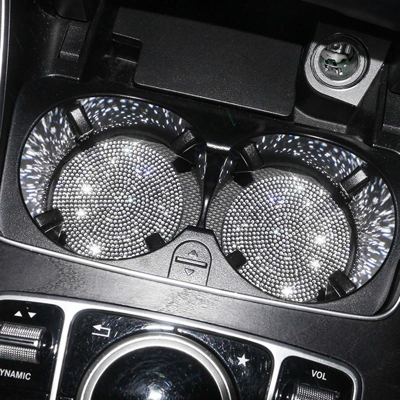 2Pcs Bling Car Cup Holder Coaster Crystal Rhinestone Water Cup Bottle Holder Coaster Automotive Luxury Auto 7 cm Mat Pad Gift