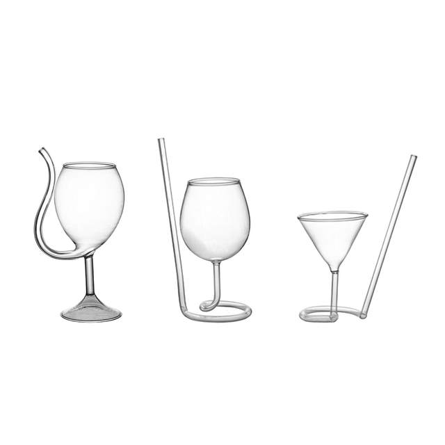 Cocktail Glass Creative Screw Spiral Straw Molecule Wine Glass Champagne  Goblet Party Bar Drinking Glasses Kitchen Tools - AliExpress