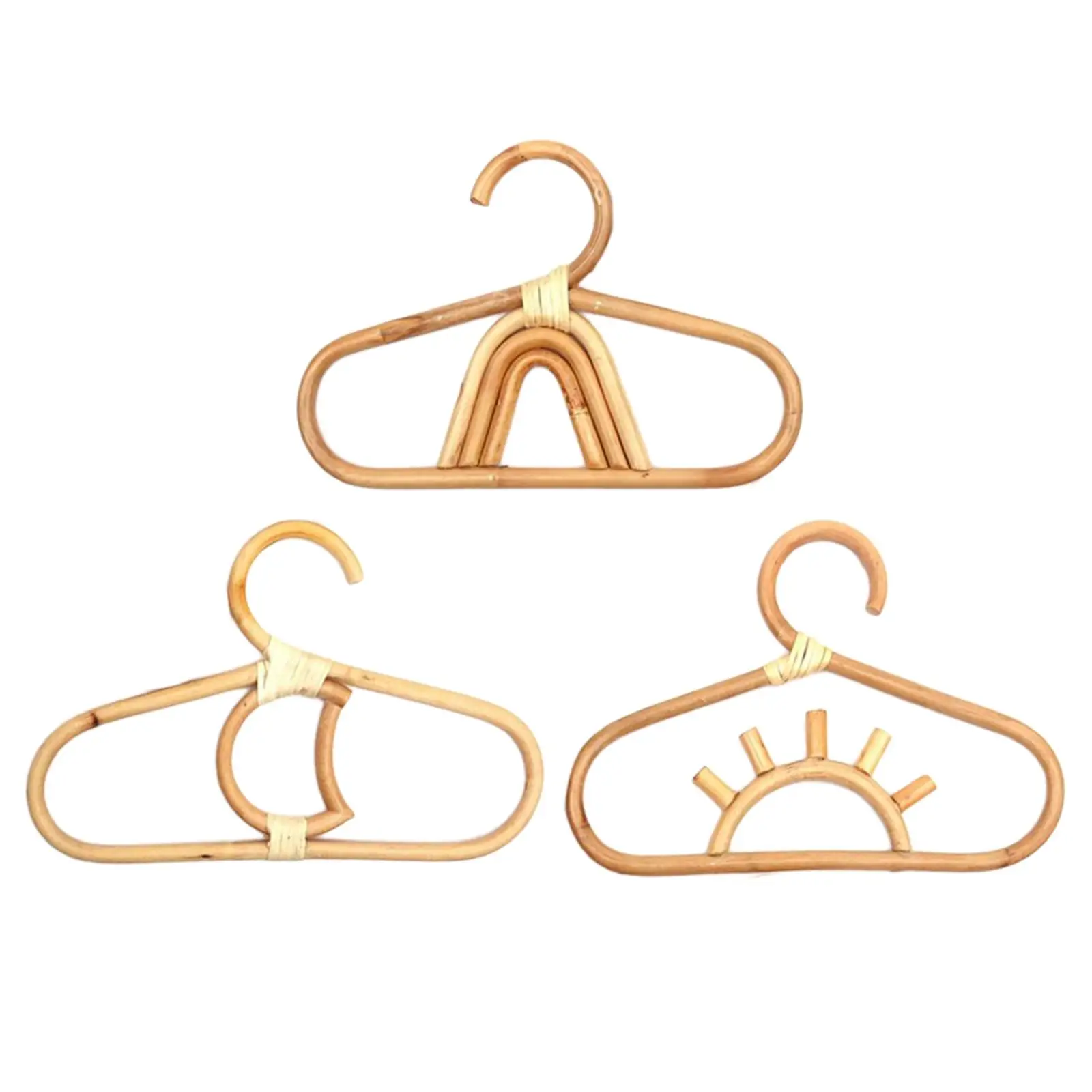 3Pcs Kids Clothes Hanger Rattan Smooth Room Organizer Bamboo Clothes Hangers Coat Hangers Clothes Hat for Children Kids Baby