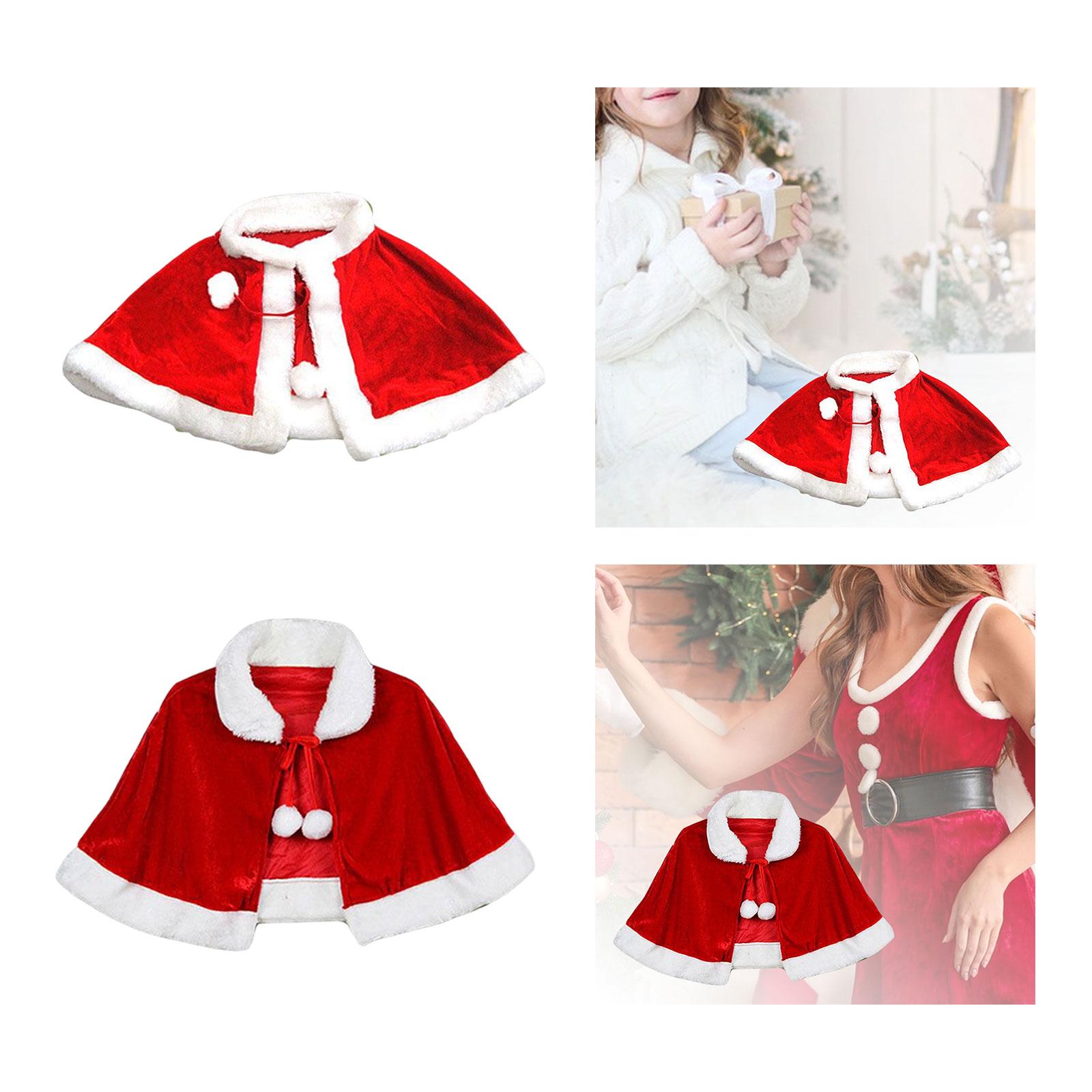 Red Velvet Cape Shawl Women Girls Dress up Christmas Costume Cloak for Party Xmas Carnival Festival Stage Performance