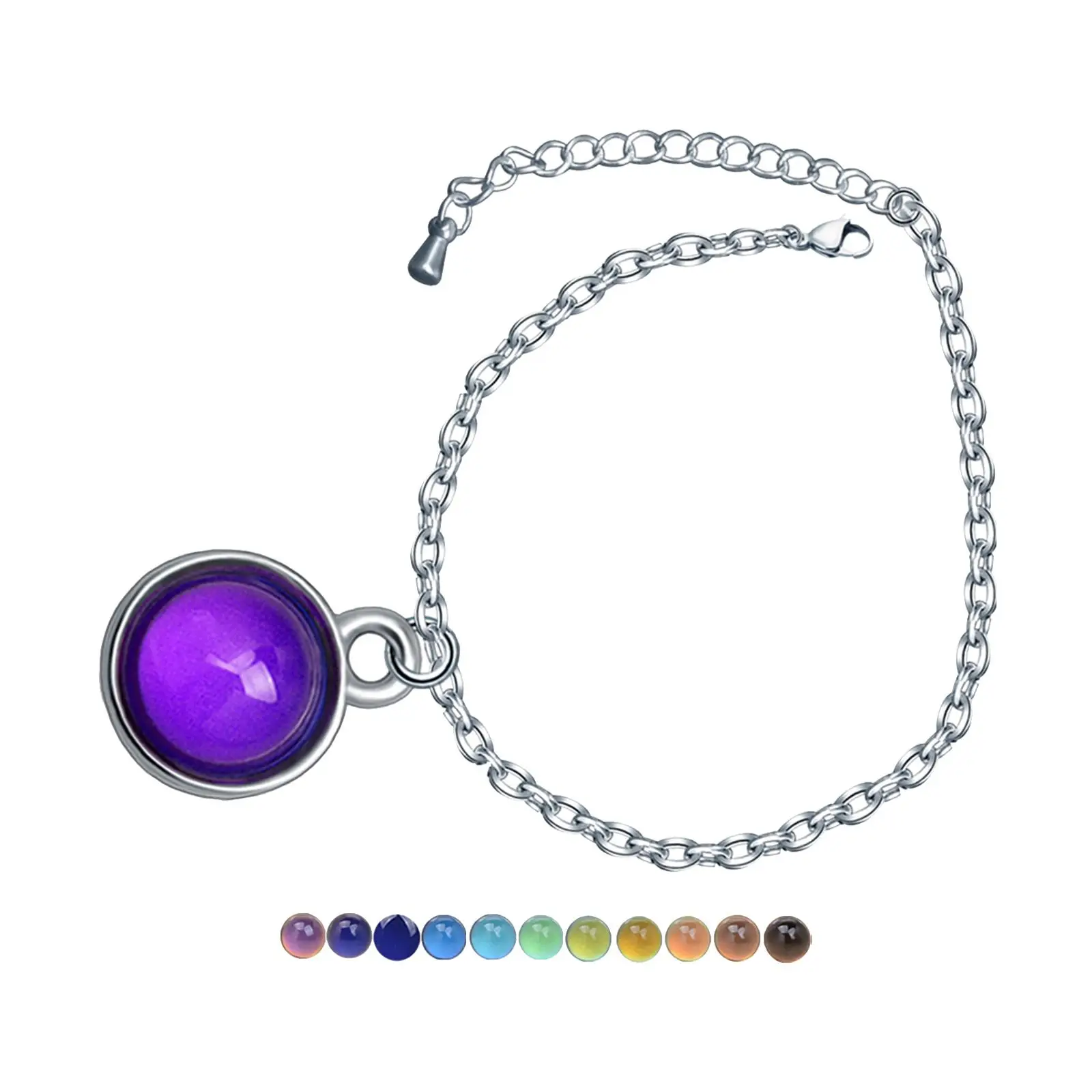 Temperature Sensitive Color Changing Bracelet Alloy Pendant Jewelry with Pendant for Wedding Valentine Birthday Anniversary Gift