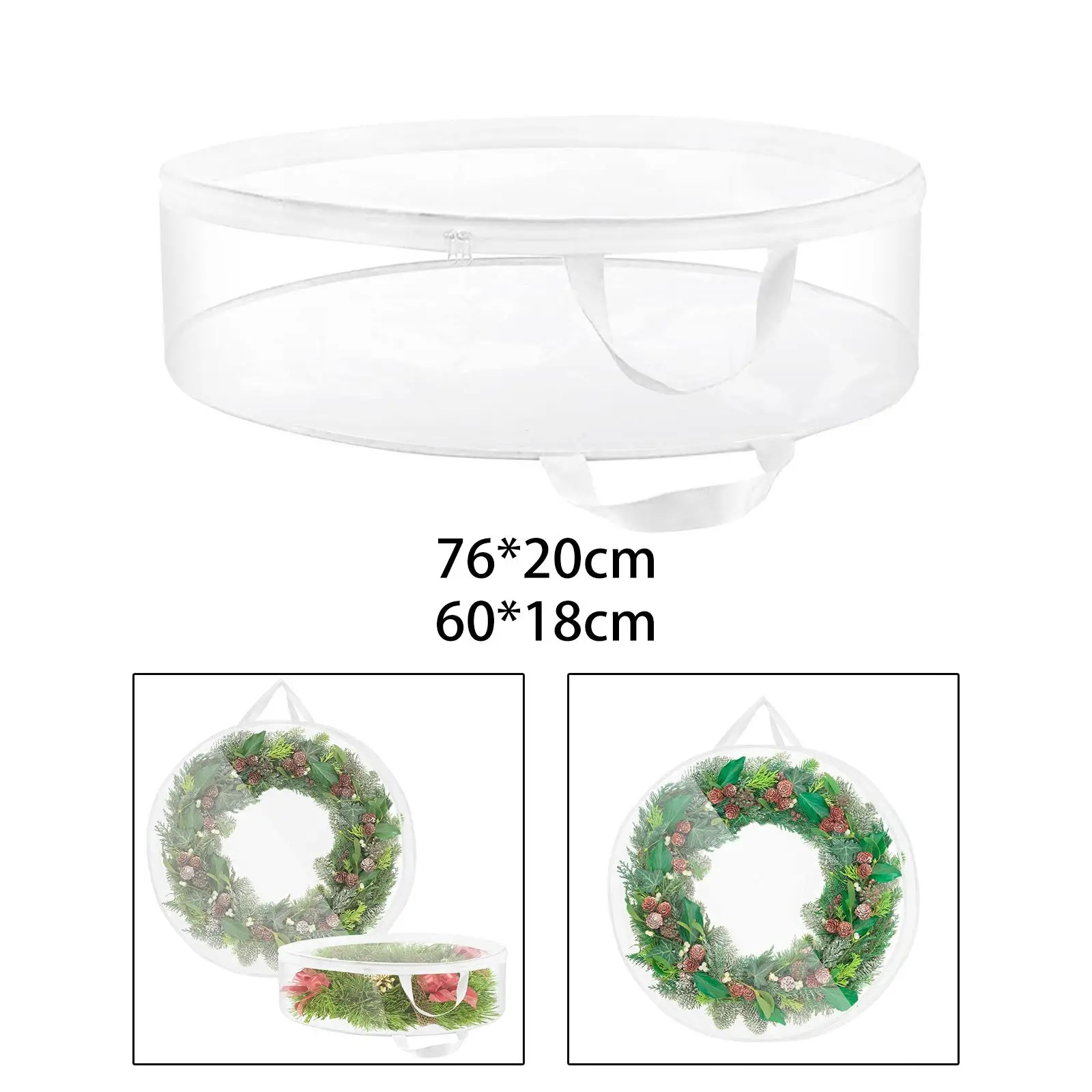 Wreath Storage Bags Round Reusable Portable Dual Zipper Christmas Wreath Storage Container for Xmas Seasonal Holiday Garland