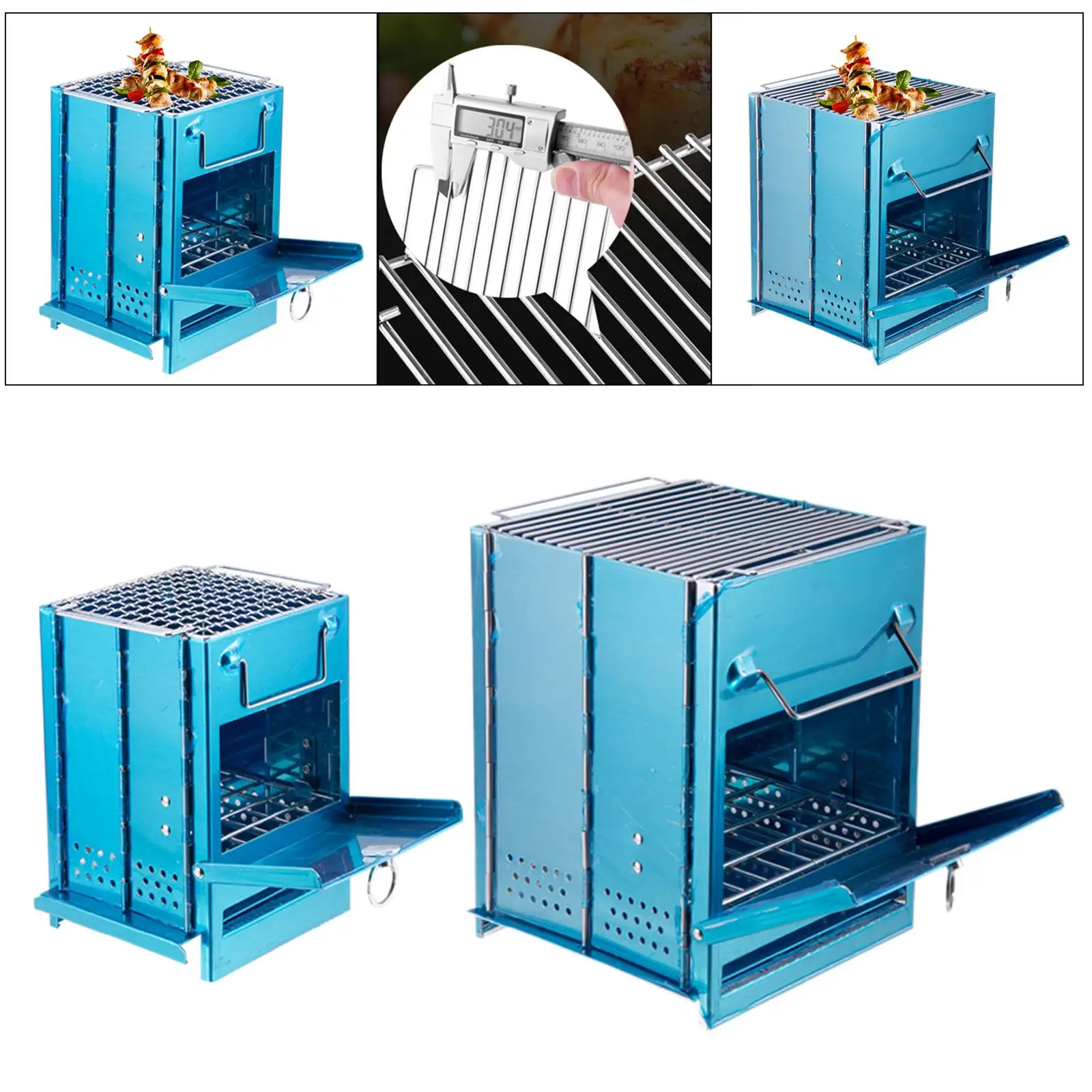 Stainless Steel Square Wood Stove Foldable Grill Outdoor Travel Charcoal Stove Portable Hiking Camping BBQ Picnic Stove