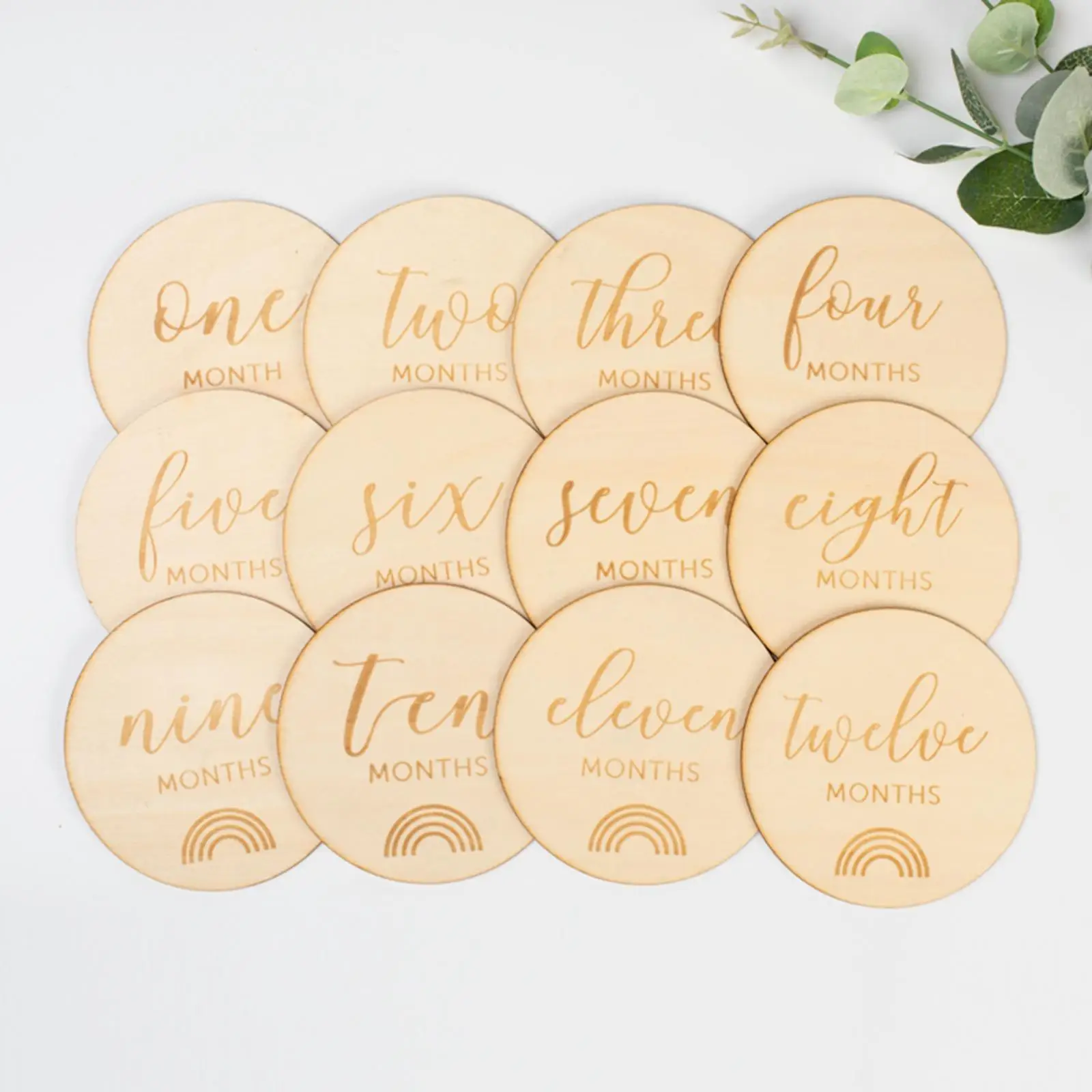 Beautiful Wooden Baby Milestone Cards Double Sided Newborn Photo Props Round Milestone Markers for Pregnancy Baby Shower Gifts