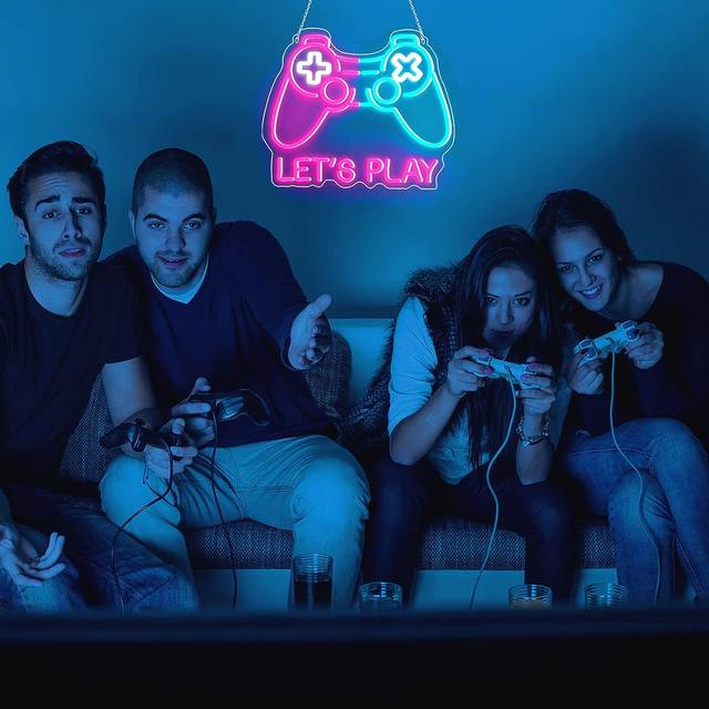 Fun Bright Colorful “Let’s Play” LED Night Light Sign sold Game Room Wall Decor