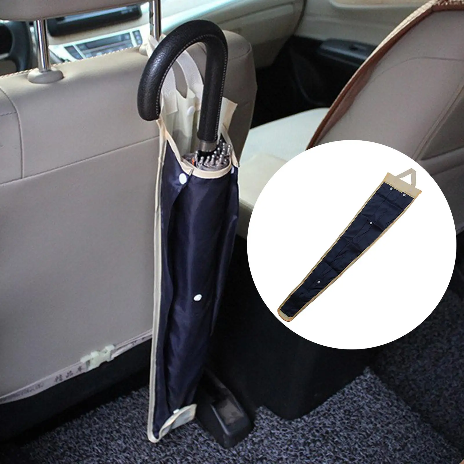 Umbrella Storage Bag Foldable Multifunction Waterproof Inside Easy to Install Holder Sheath for Car Seat Back Wet Rain