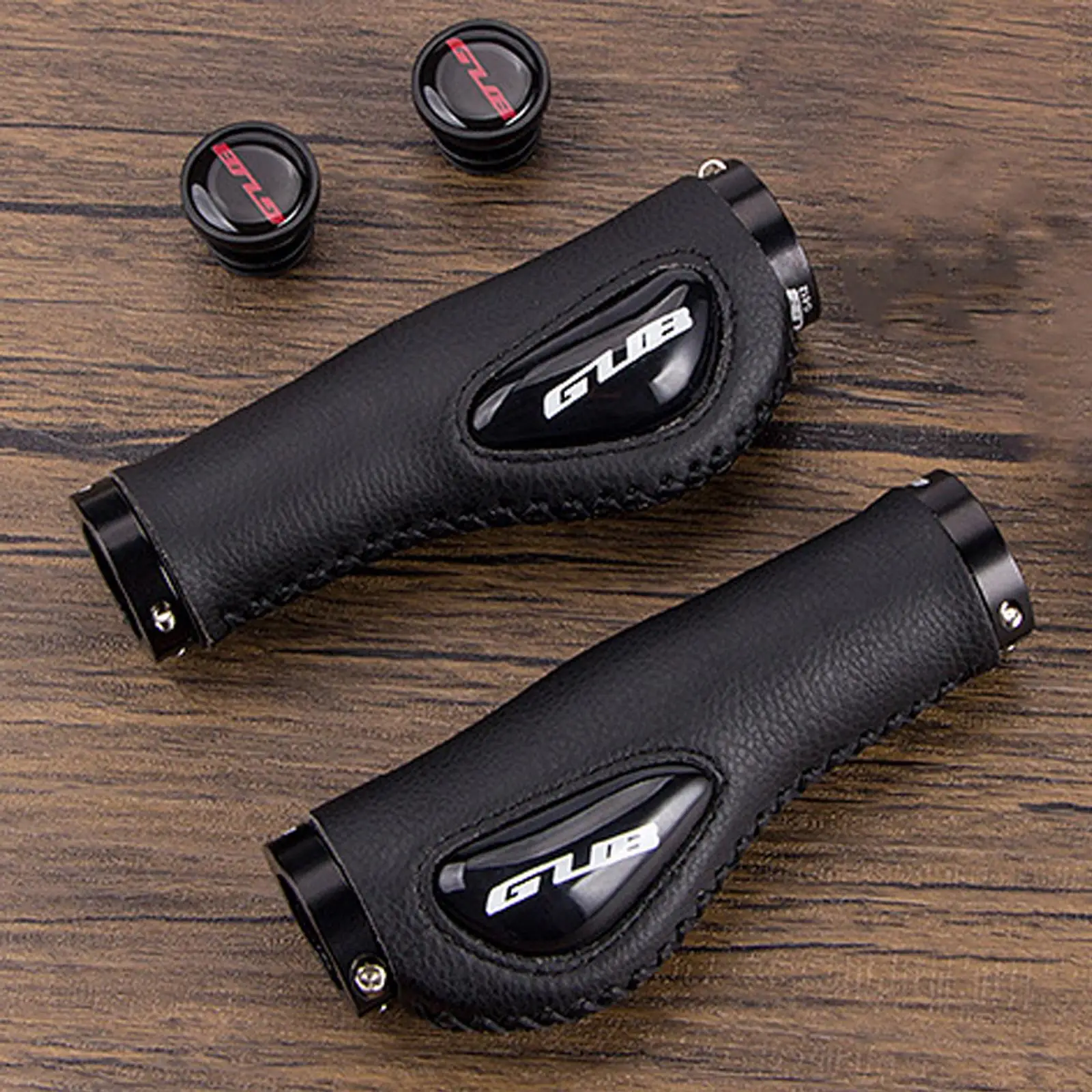 Leather Bike Handle Grips Silicone Sleeve Bilateral Lock Comfortable for MTB