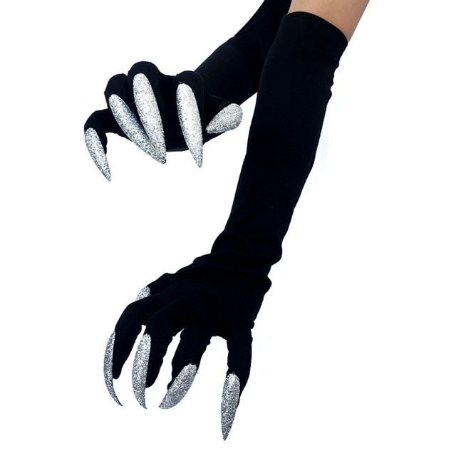 Guantes negros de Halloween largos con garra de fantasma, guantes de  disfraz de uñas largas de miedo, para fiesta temática de cosplay, guantes  de