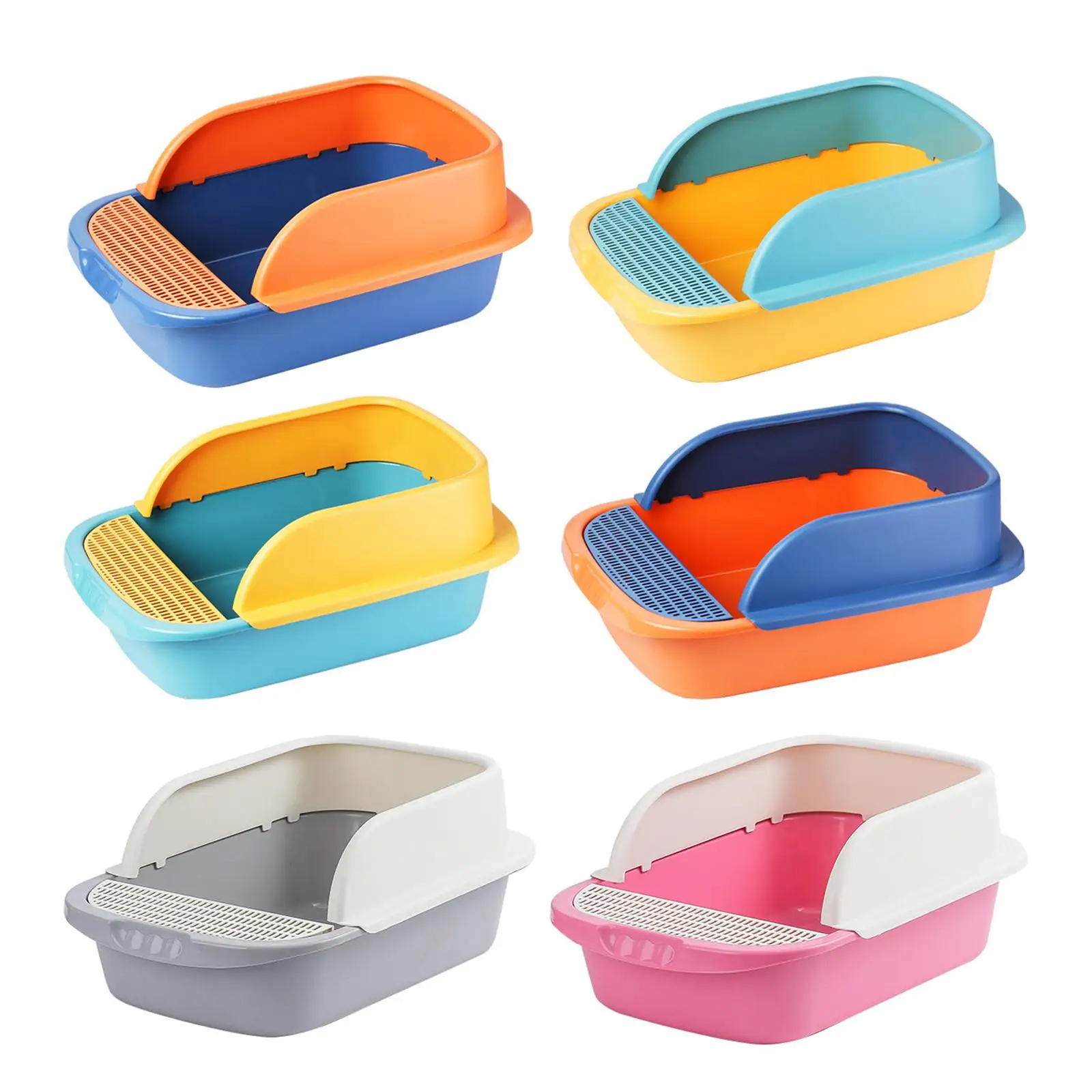 Anti Splashing Cat Litter  Tray with Frame Easy Cleaning Sandbox Bedpan Semi  Toilet for Cats Supplies Kitten