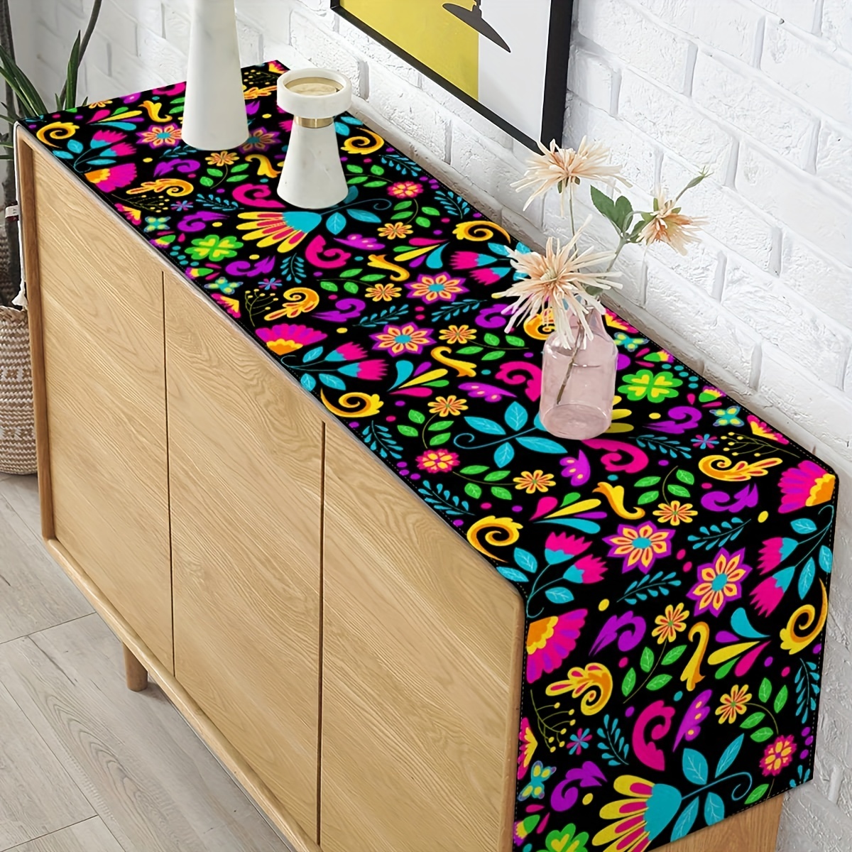 Description Picture 5 of itemMexican Day of The Dead Linen Table Runners Table Decor Washable Dining Table Runners Dia De Los Muertos Dining Decorations