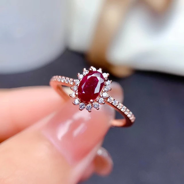 8X6MM Pear Cut Ruby Halo Diamond Engagement Ring