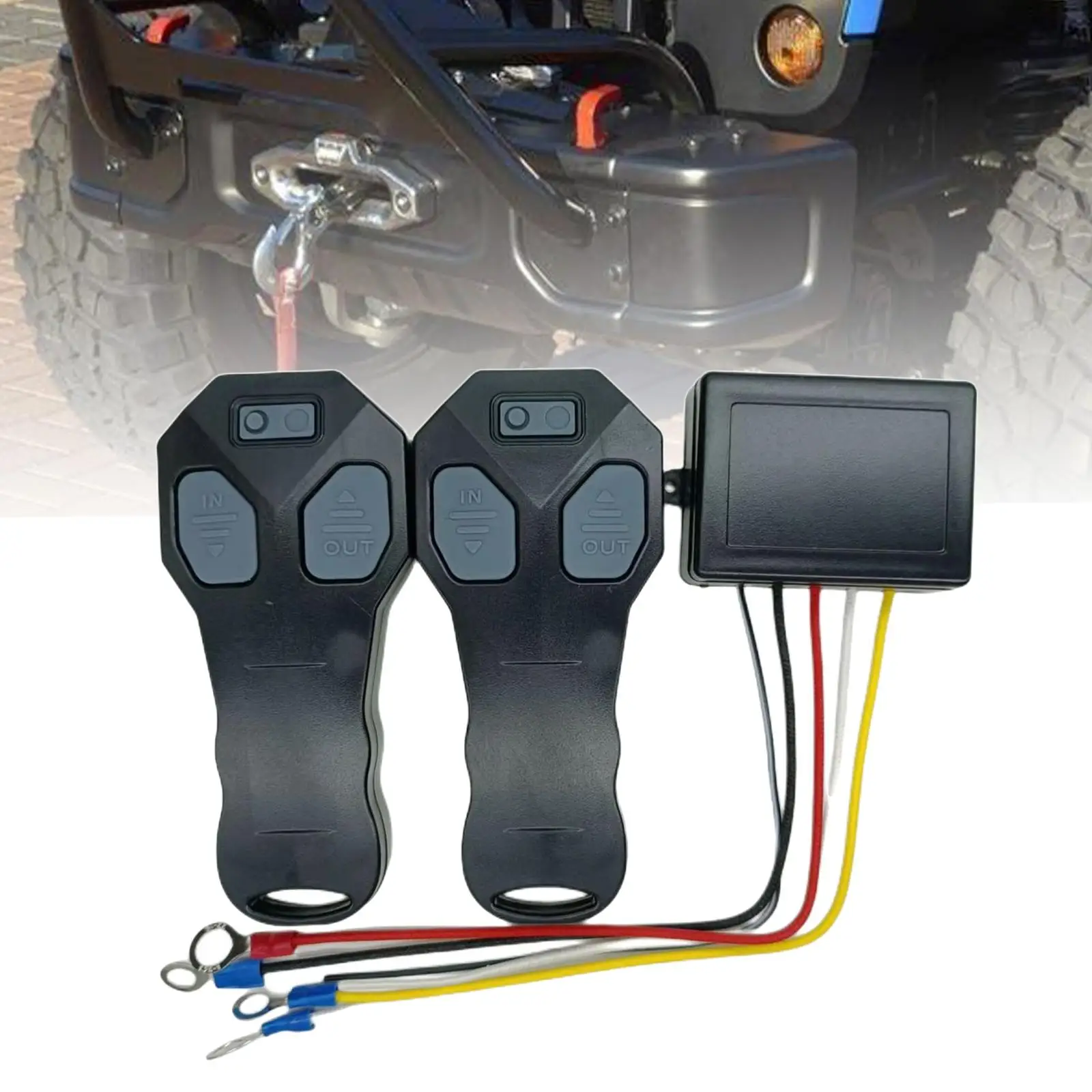 Wireless Winch Remote Control Kit with Indicator Light Waterproof Easy to Install DC12V 24V for Vehicle Car Trailer SUV ATV