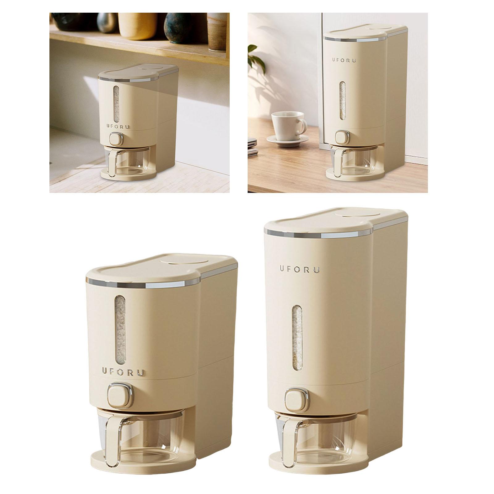 Rice Dispenser with Mesuring Cup Visible Window Grain Storage Barrel