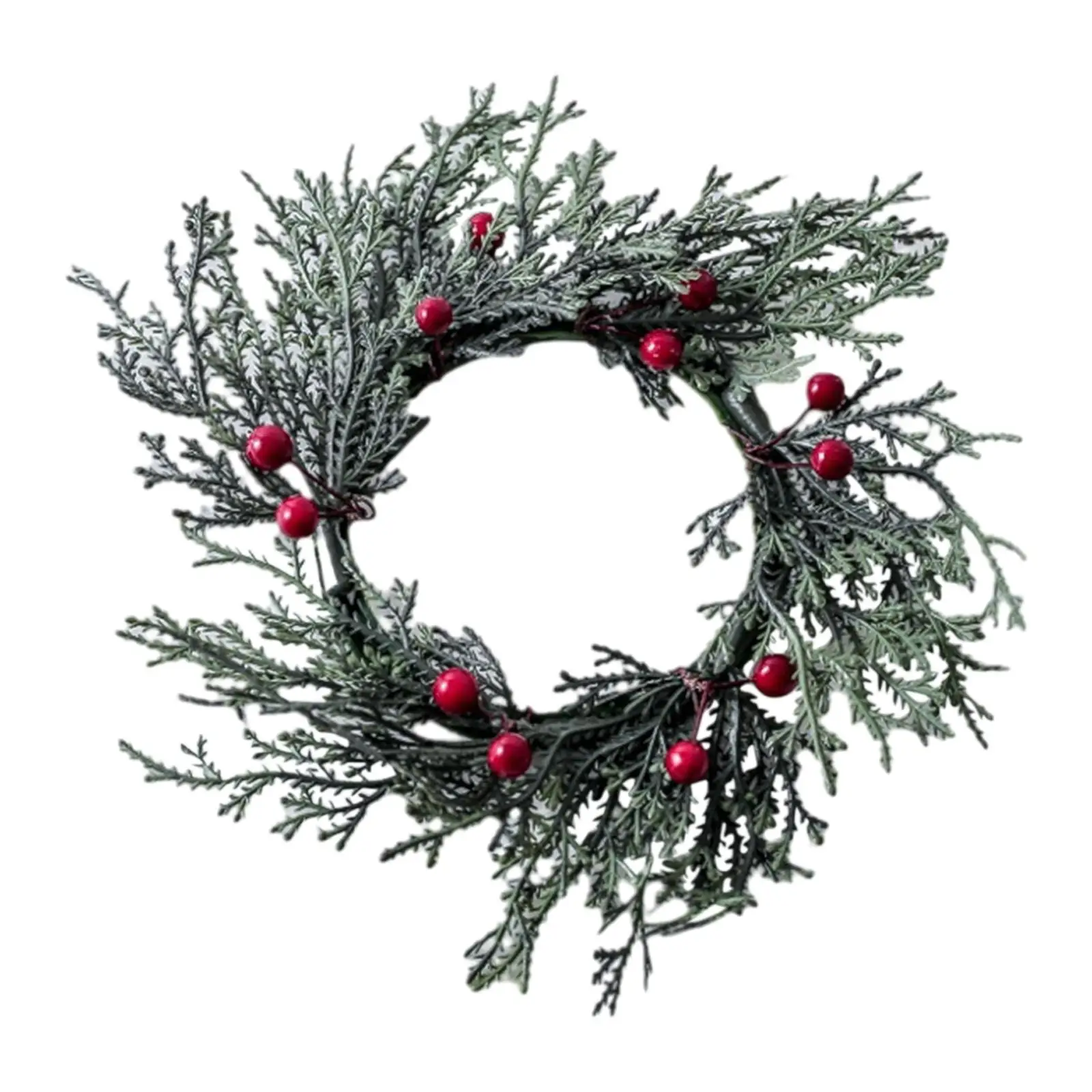 Christmas Candle Ring 8inch Simulation Berries Table Centerpiece for Holiday Rustic Wedding Front Door Lantern Home Decoration