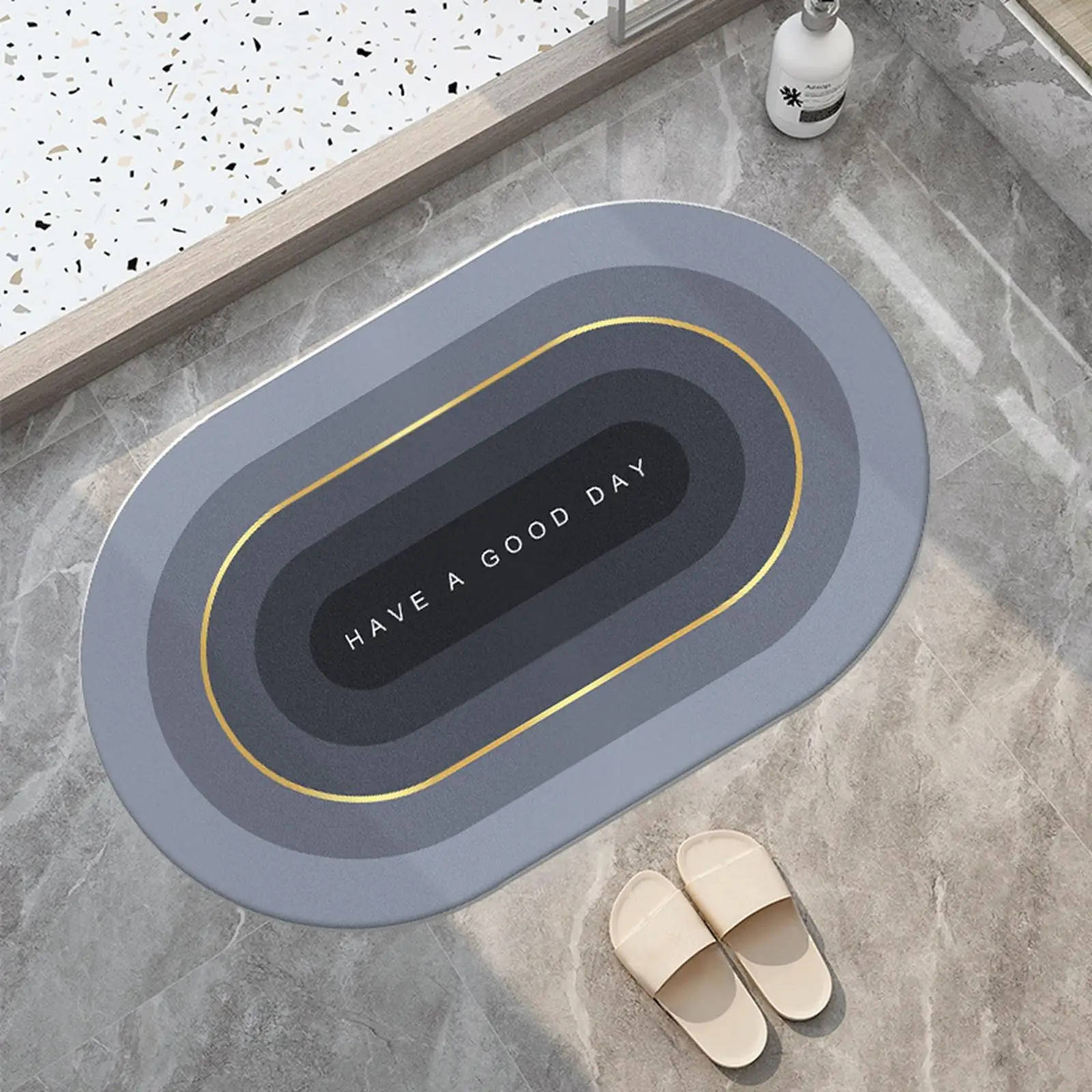 Soft Bath Rugs Carpet Oval Super Absorbent for Laundry Bathroom Entrance