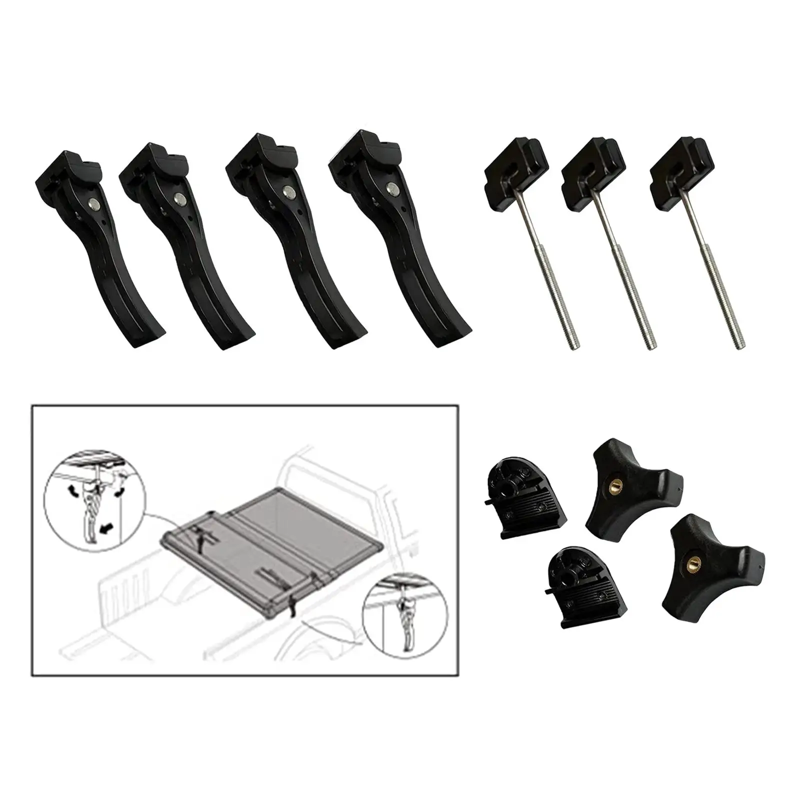 11 Pieces Replaces Bed Cover Fasteners Modification Spare Parts Screws Bolts Clamps for Feetuo Hard trifold Tonneau Cover