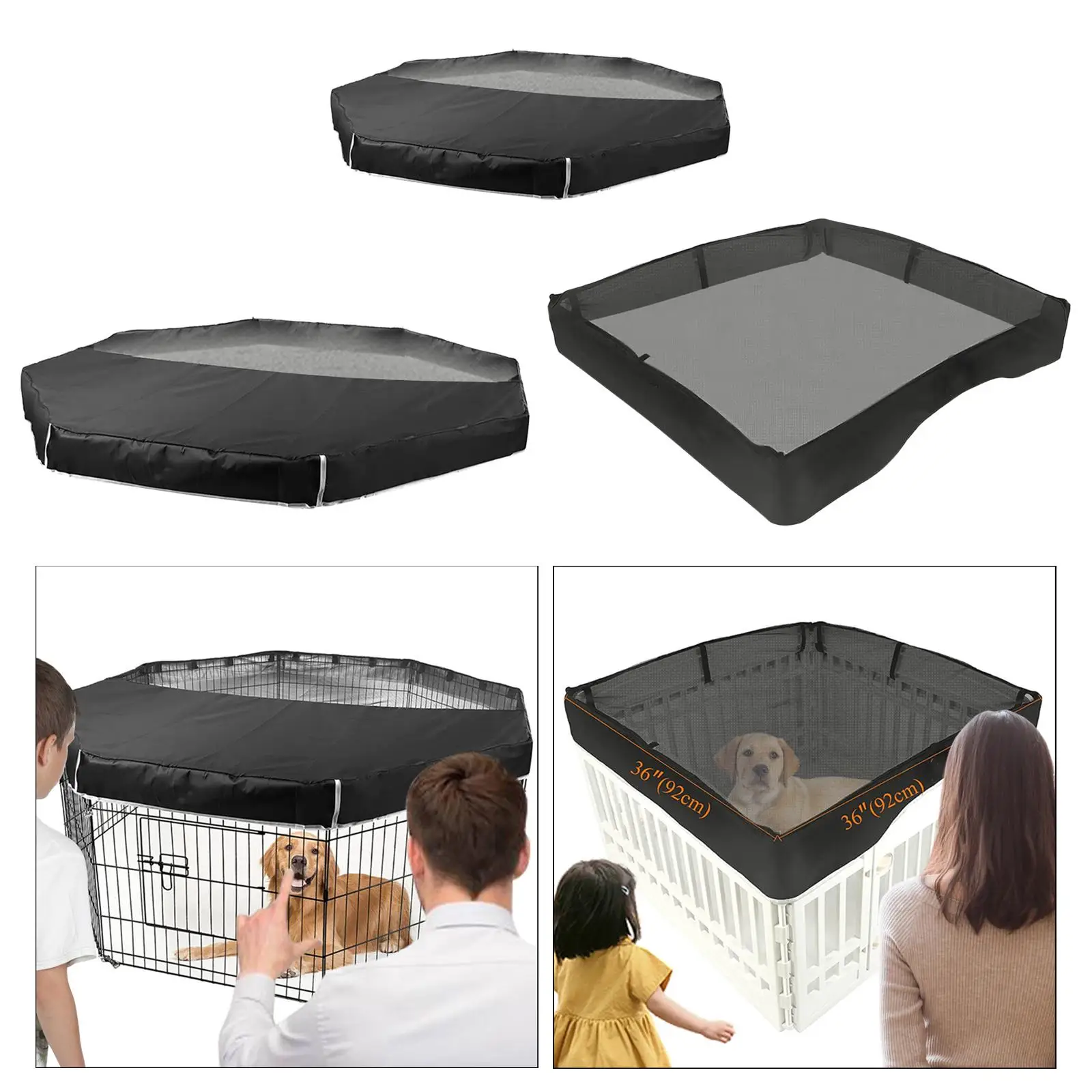 Puppy Playpen Cover Outdoor Waterproof Foldable Mesh Fabric Top Cover