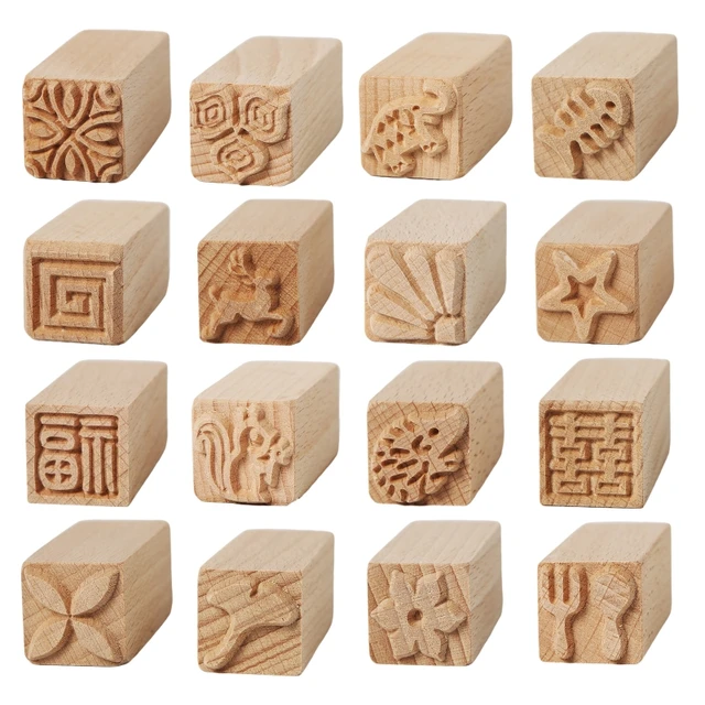 Set of 16 Clay Modeling Pattern Stamp Kit, Wooden Clay Pottery Stamps  Pottery Tool Wood Block Stamp, Clay Rolling Pin Textured - AliExpress