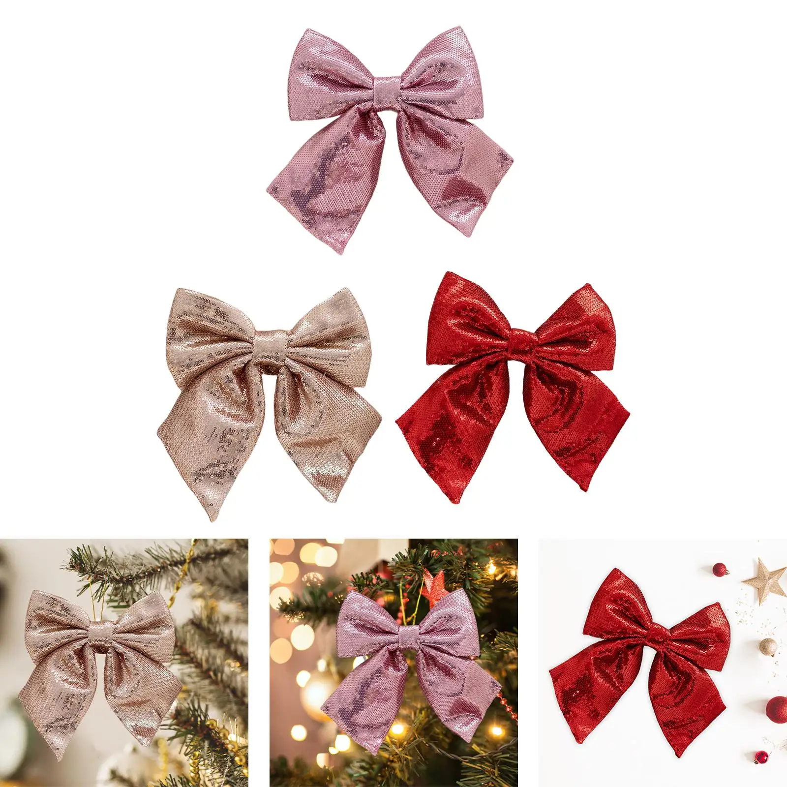 Decoration Sequin Bow Glitter Sequins Large Bows for Christmas Trees Party