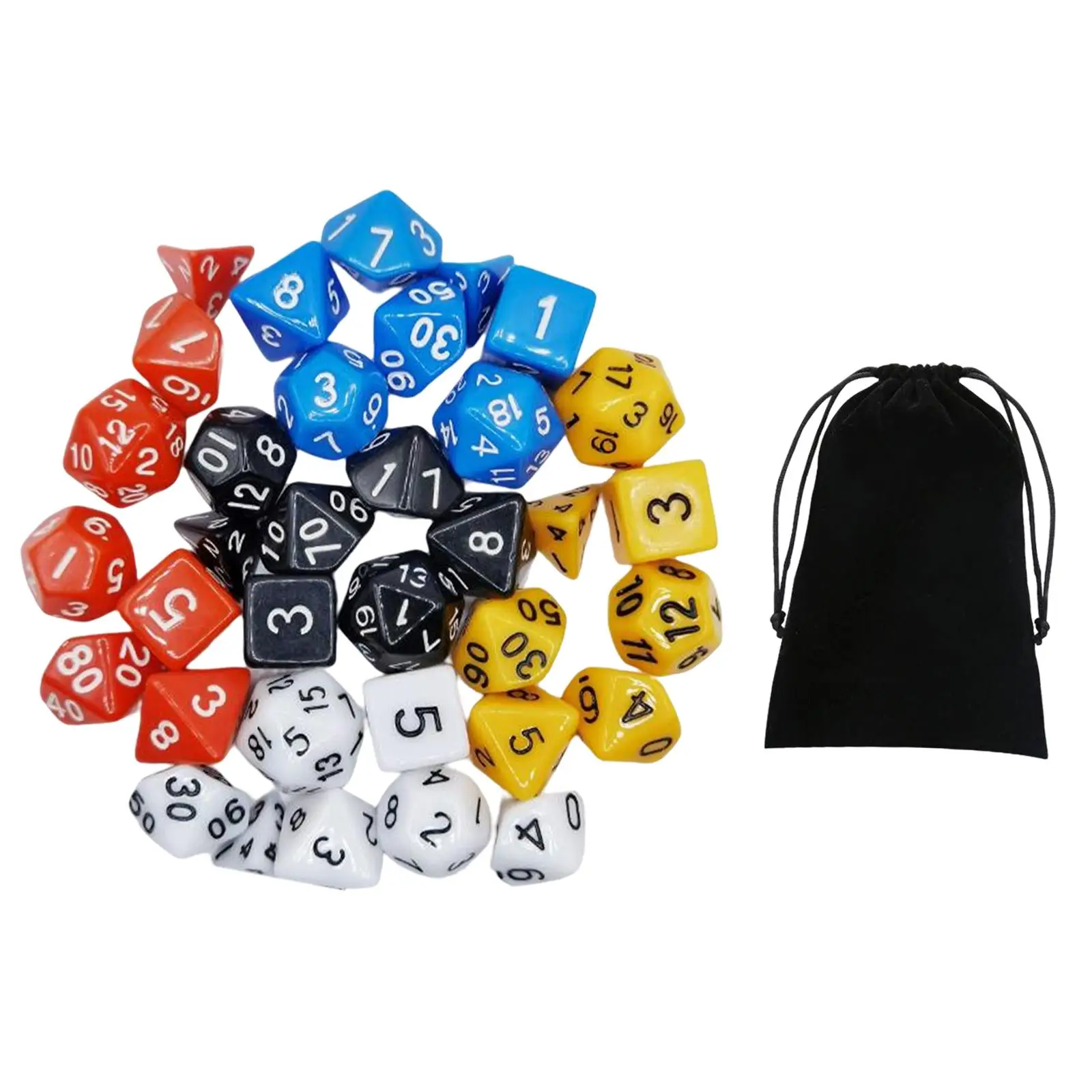 Engraved Polyhedral Dices Set Colored D8 D10 D12 D20 35x for Board Game Prop