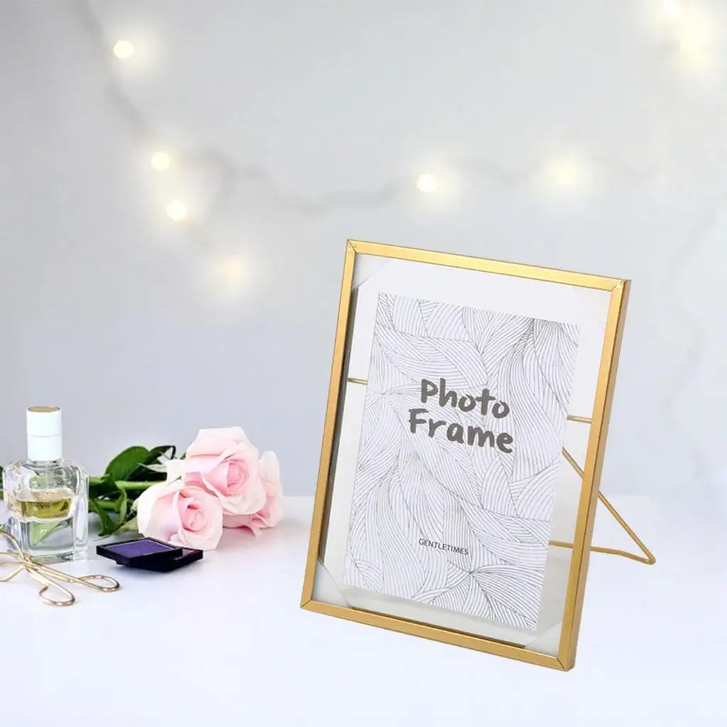 Glass Picture Frame, Collection Simple Metal Floating Frame with Glass Cover Home Centerpieces for Wedding Bedroom Decorations