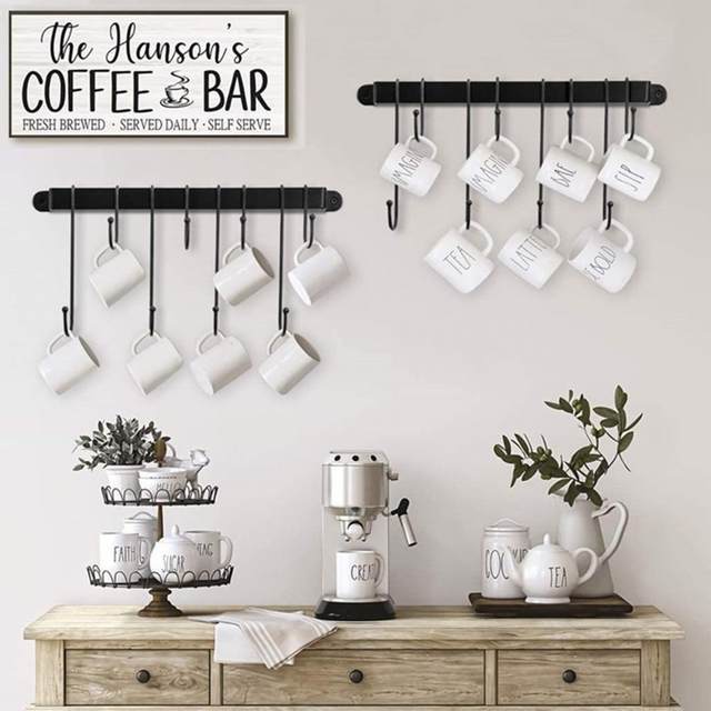 2pcs Coffee Mug Holder Wall Mounted Coffee Cup Rack Holds Hanging Rack for  Home Kitchen Bar Display Decorative Organizer - AliExpress