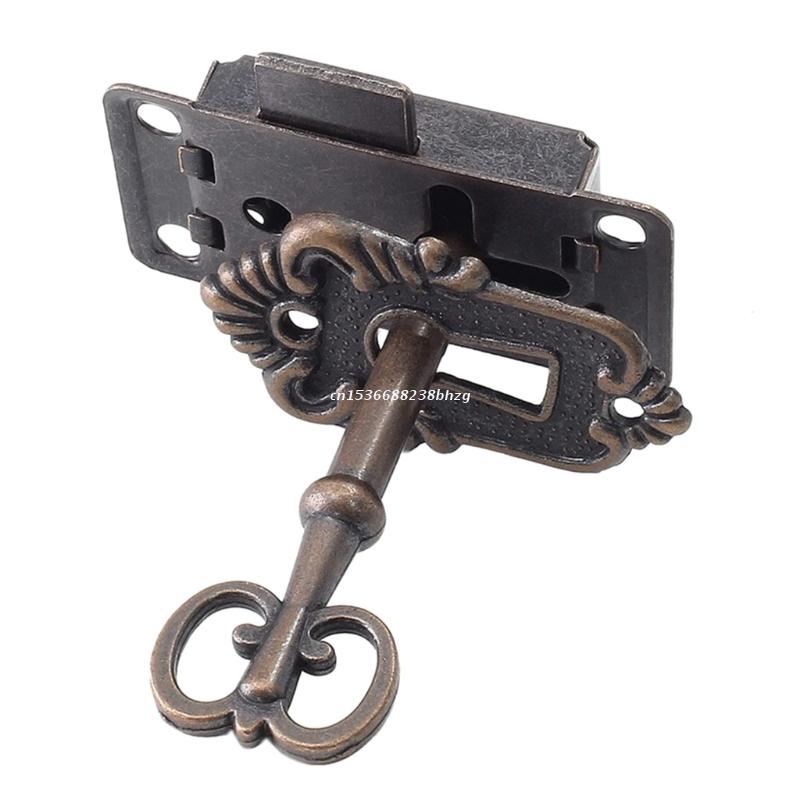 Serrure De Tiroir Ancienne En Fer Plaqué Laiton - Entraxe 2cm - Tireur Gauche - Stock ébéniste