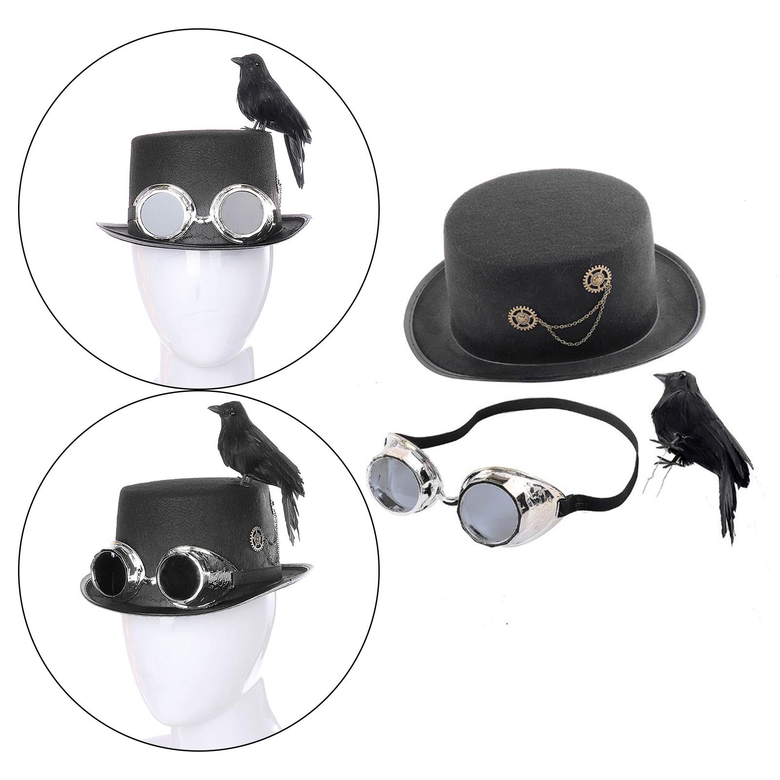 Deluxe Steampunk Top Hat with Goggles Headgear for Dressing Up