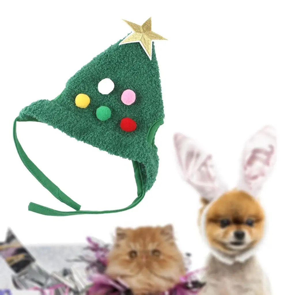 Pet Dog Hat Christmas with Ear Holes Xmas Tree Costumes Headgear for Cats Rabbits Dressing